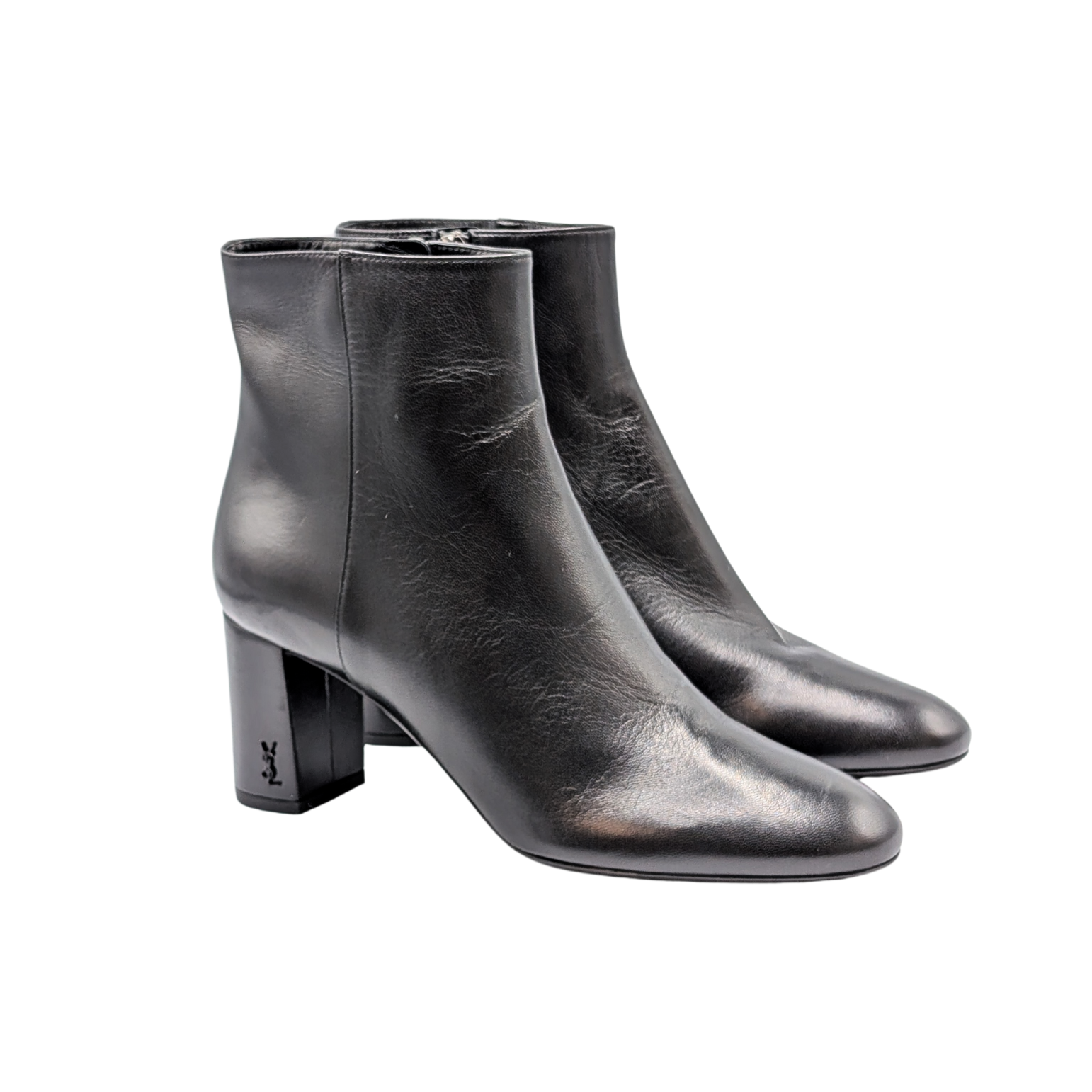 Saint Laurent Black Leather Lou Ankle Booties Size 38