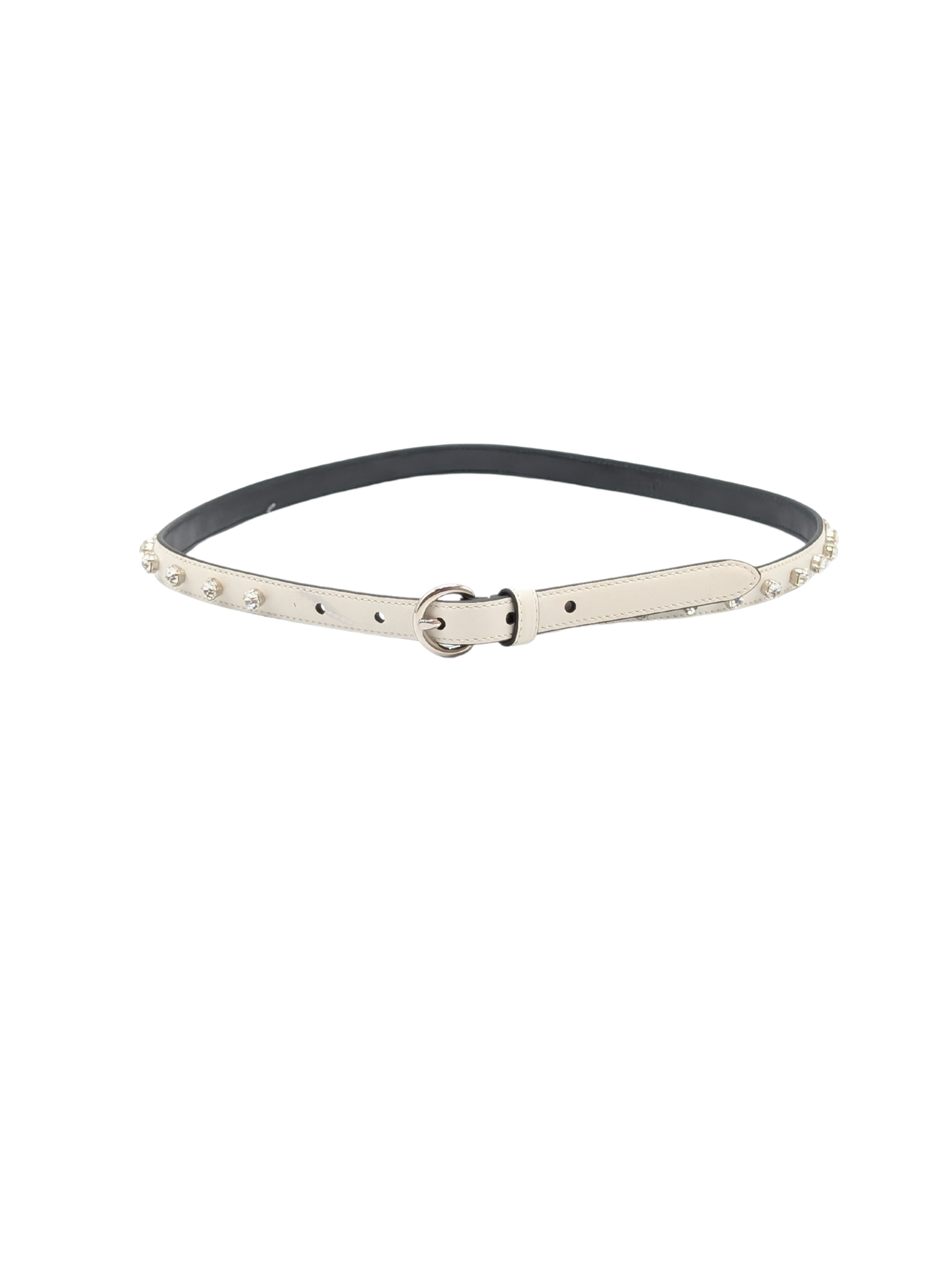 Miu Miu Cream Leather Crystal Belt Size 32/80