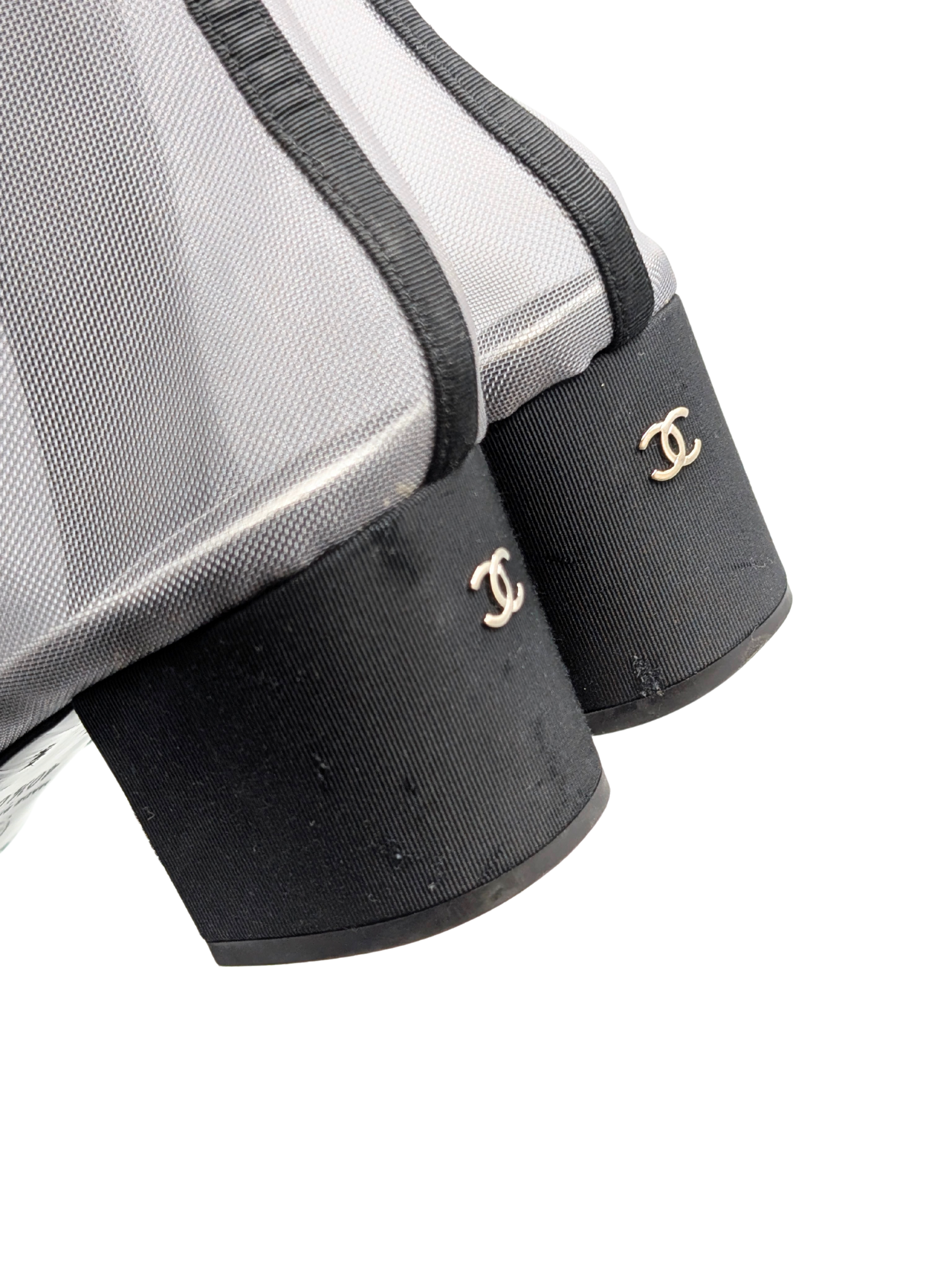 Chanel Mesh Grosgain Camellia Ankle Booties Size 40.5C