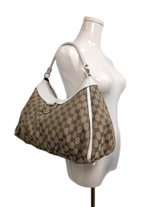 Gucci Beige White Abbey D-Ring Large Shoulder Bag