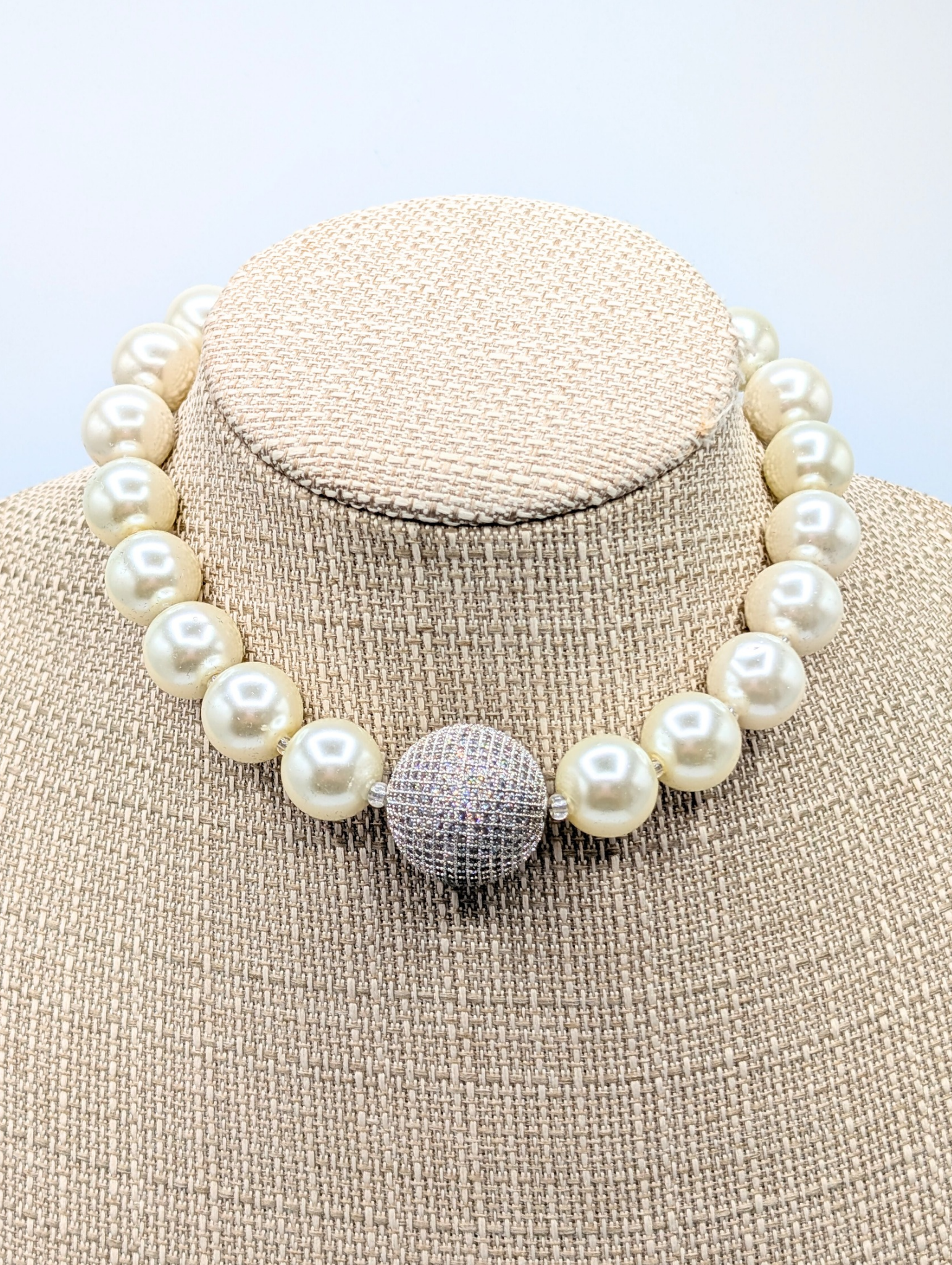 RockStar in Rome Large Pearls Pavé Choker Necklace