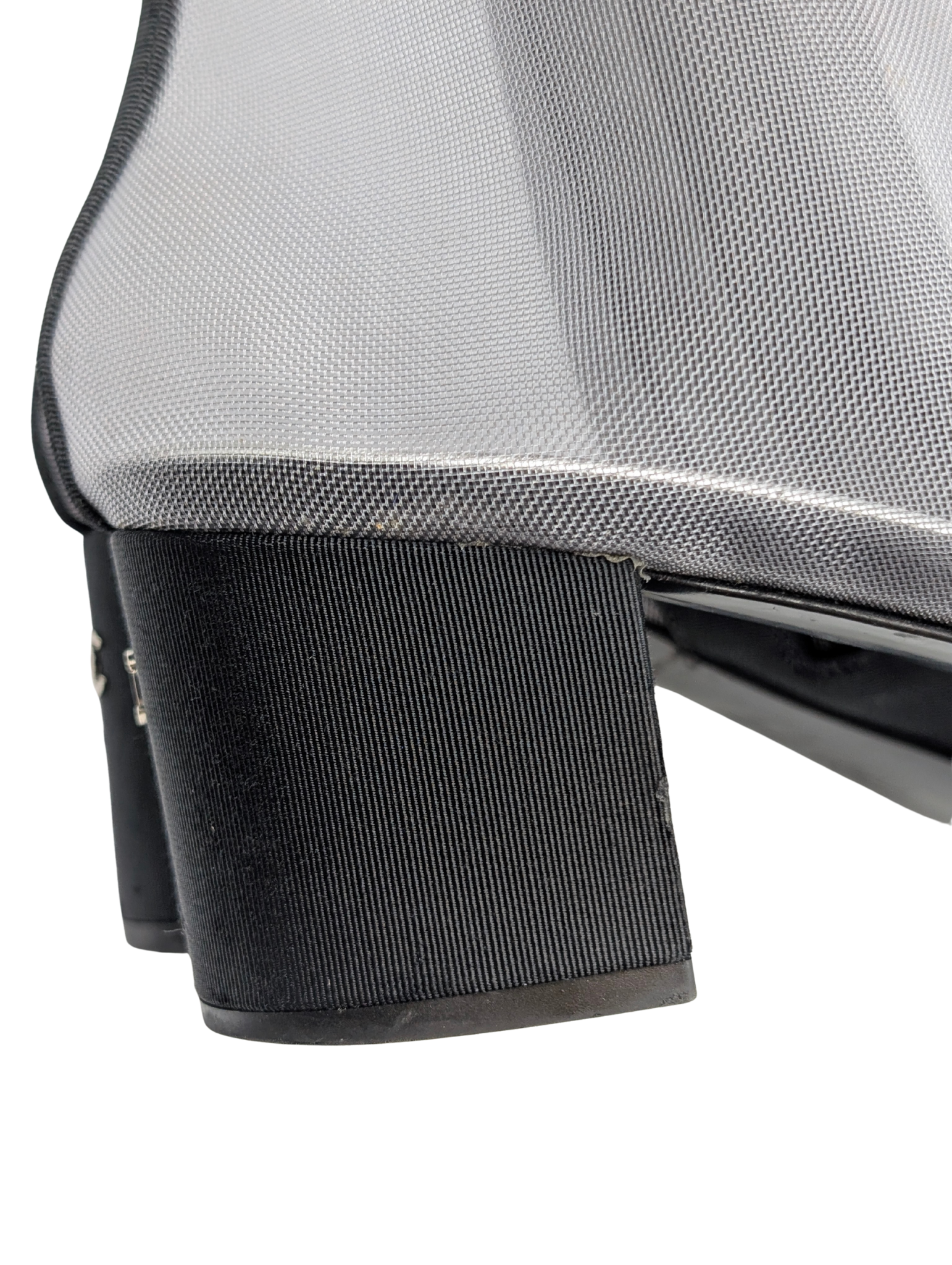 Chanel Mesh Grosgain Camellia Ankle Booties Size 40.5C