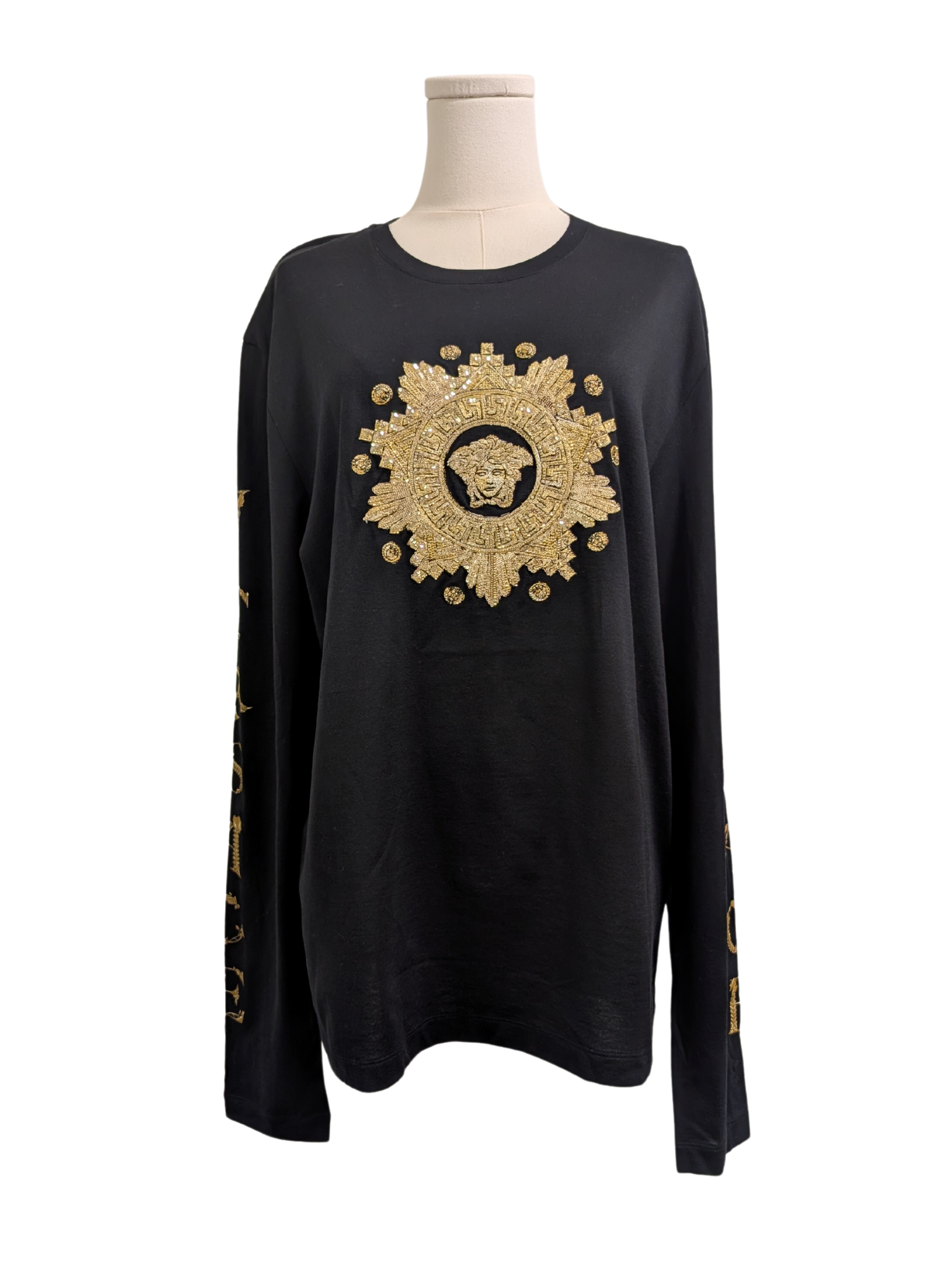 NWT Versace Black Long sleeve Taylor Fit Embellished Shirt Size XL