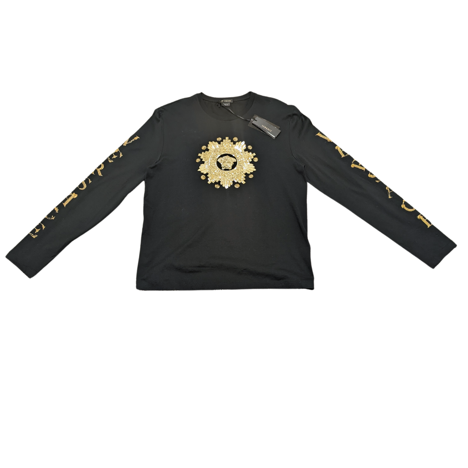 NWT Versace Black Long sleeve Taylor Fit Embellished Shirt Size XL