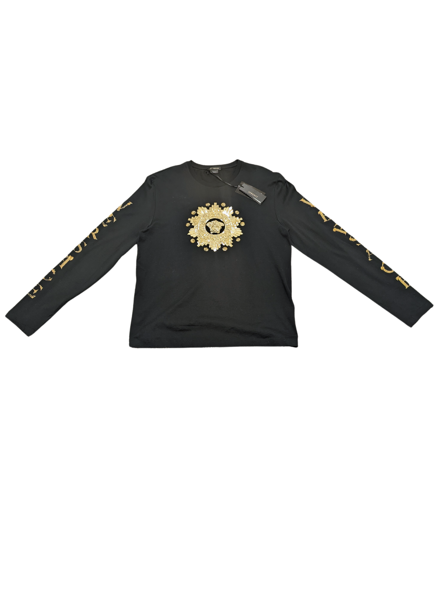 NWT Versace Black Long sleeve Taylor Fit Embellished Shirt Size XL