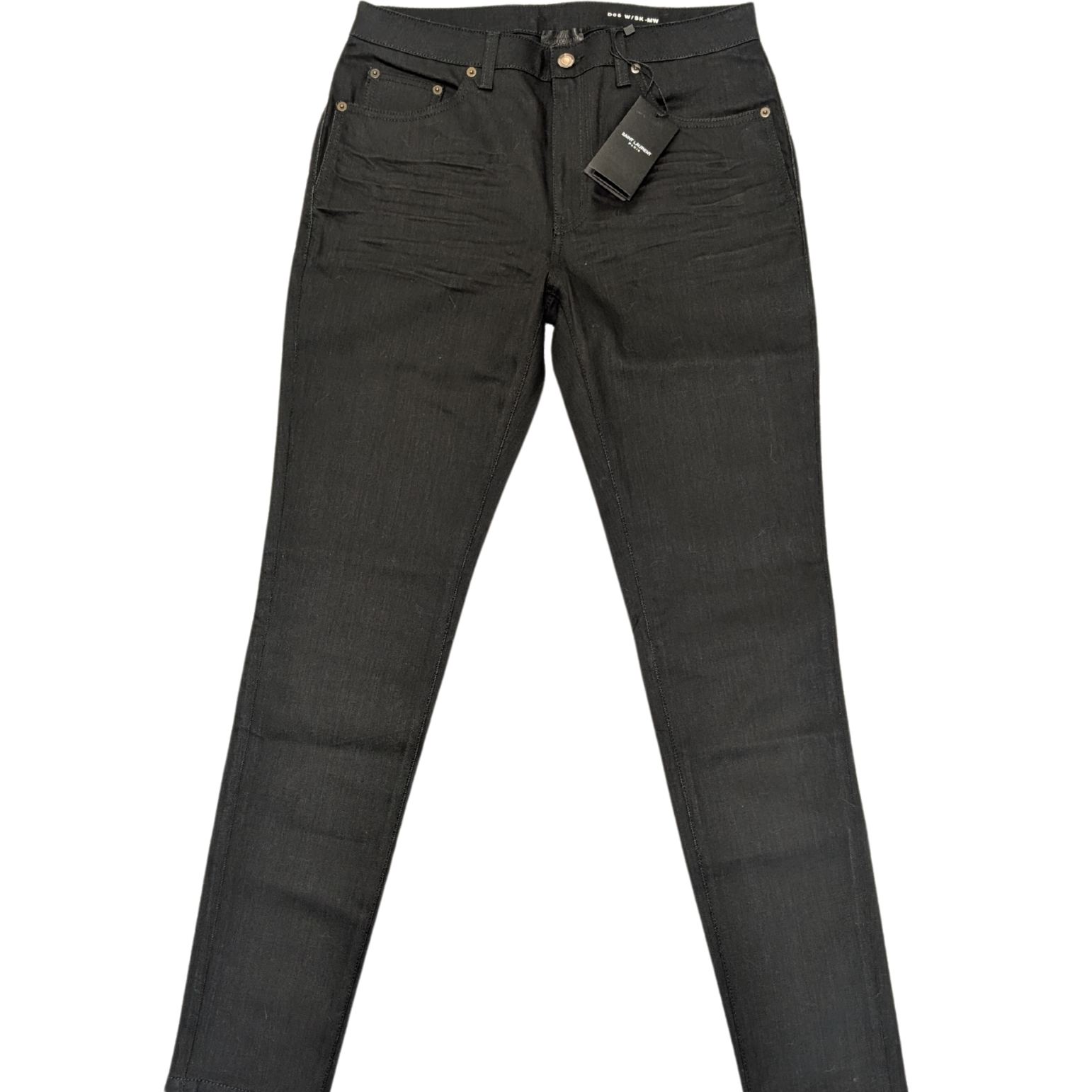 NWT Saint Laurent Black 5 Pocket Skinny Jeans Women Size 32 D05 W/SK-MW