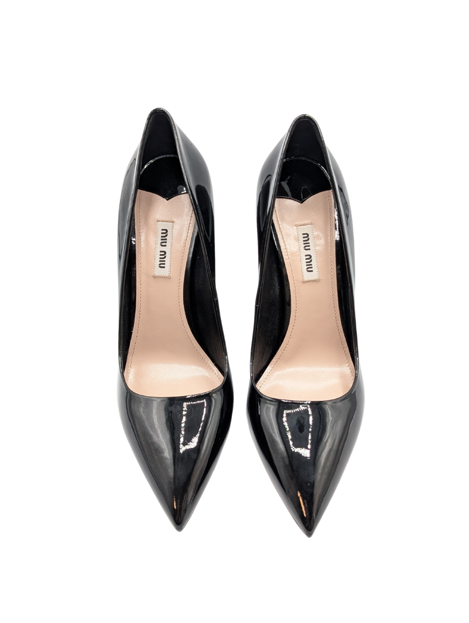 Miu Miu Black Patent Glitter Block Heel Pumps Size 40