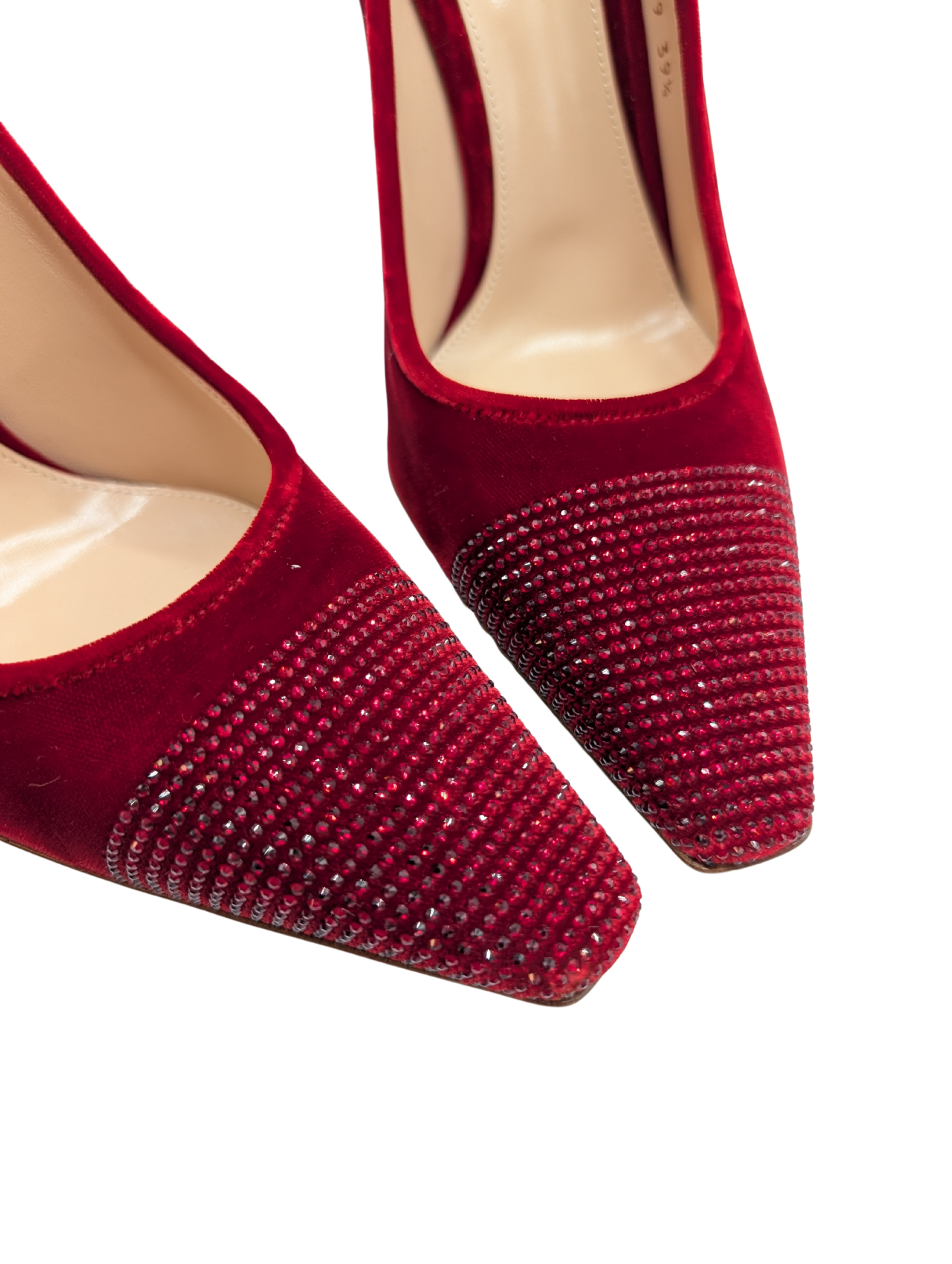 Gianvito Rossi Red Suede Crystal Pumps Size 39.5