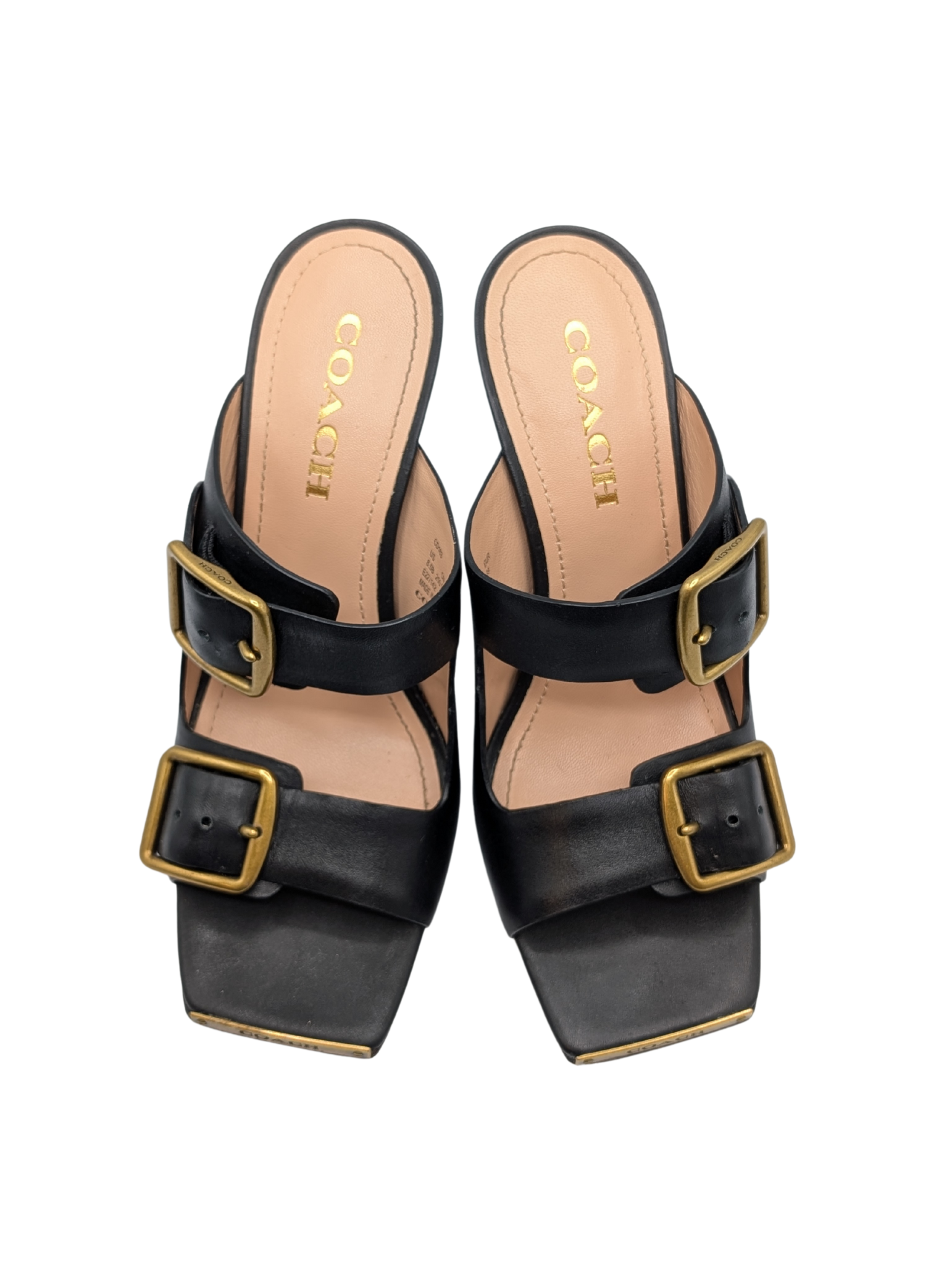 Coach Black Leather Kyle Sandal Heels Size 8.5 CD163
