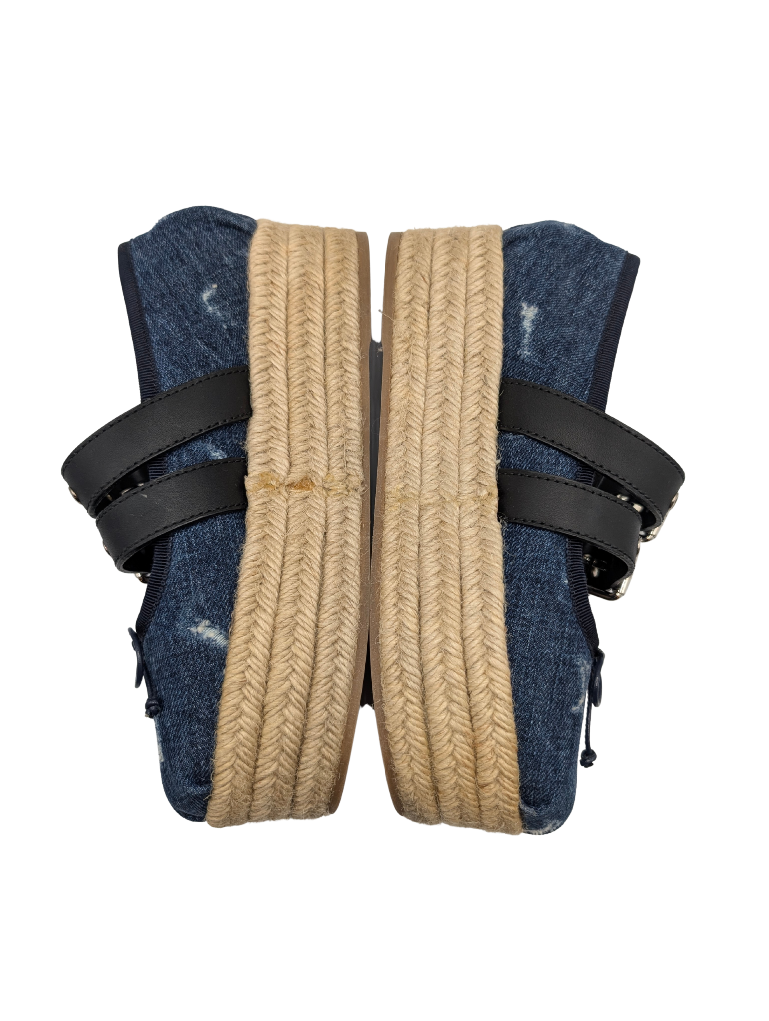Miu Miu Denim Mary Jane Punk Espadrille Platforms Size 36.5