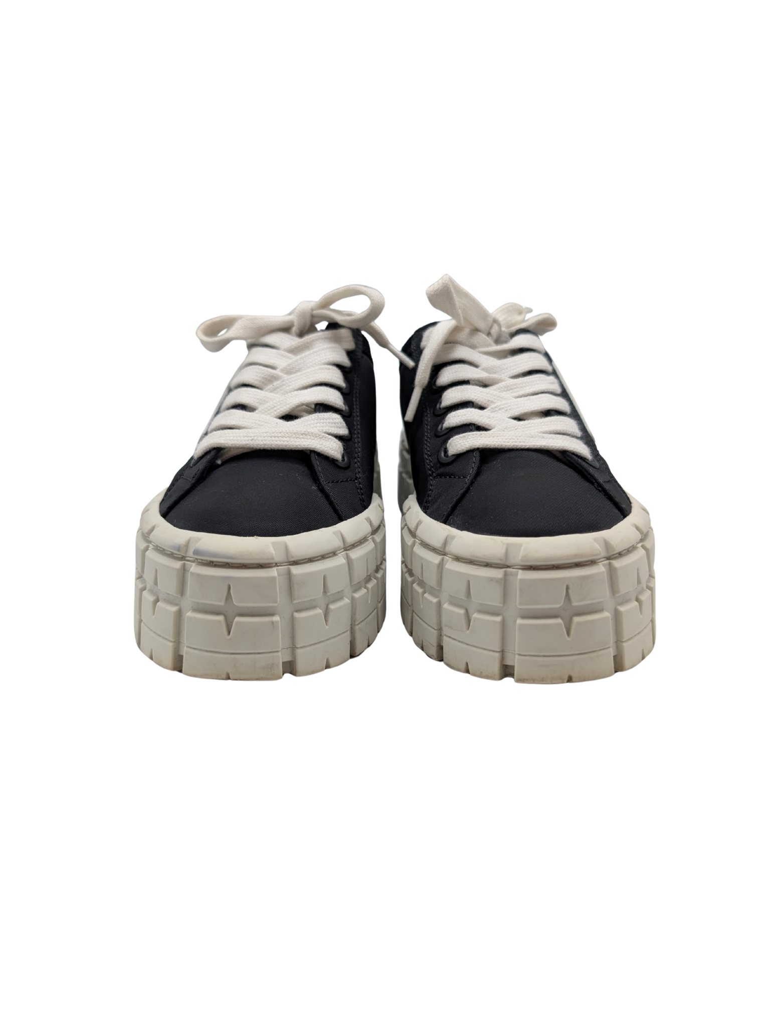 Prada Black Nylon Gabardine Double Wheel Sneakers Size 38
