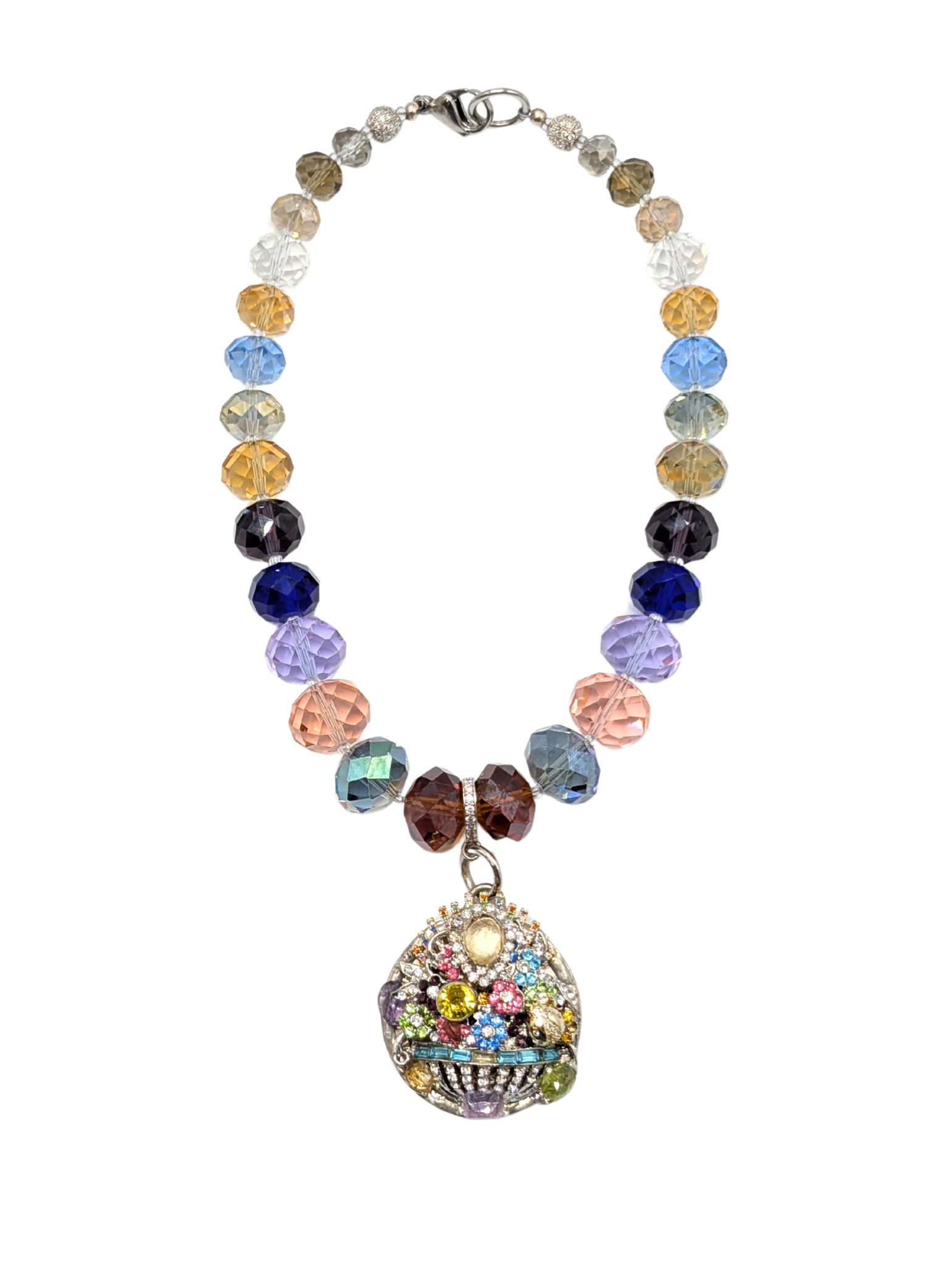 RockStar in Rome Multicolor Chandelier Floral Brooch Necklace