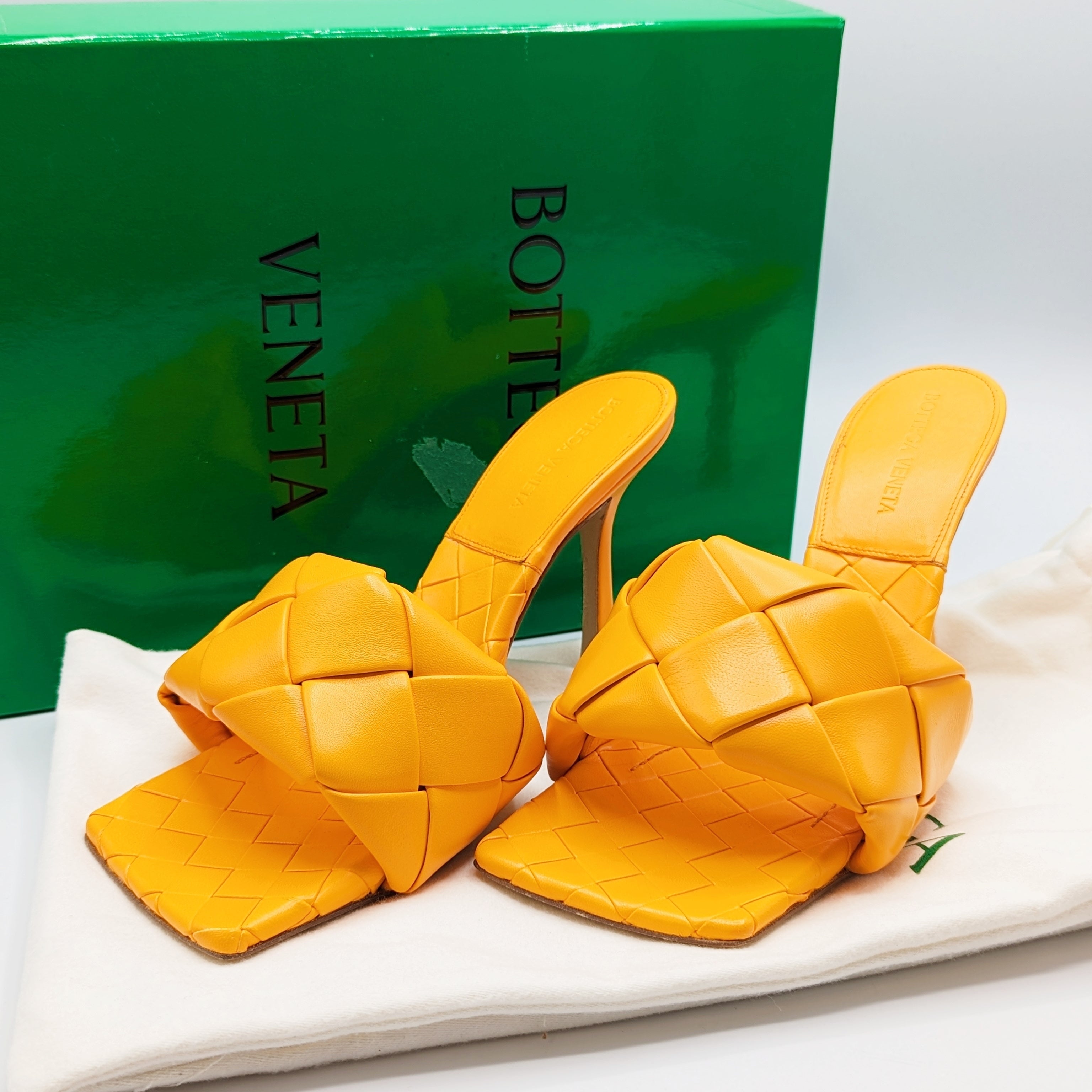 Bottega Veneta Tangerine Woven Lido Heels Size 39