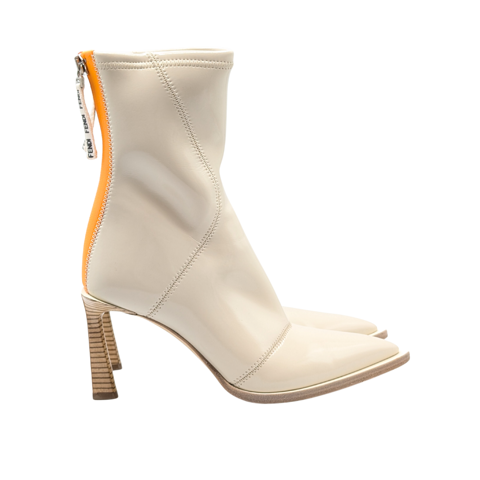 Fendi Glossy Neoprene FFrame Ankle Booties Size 37