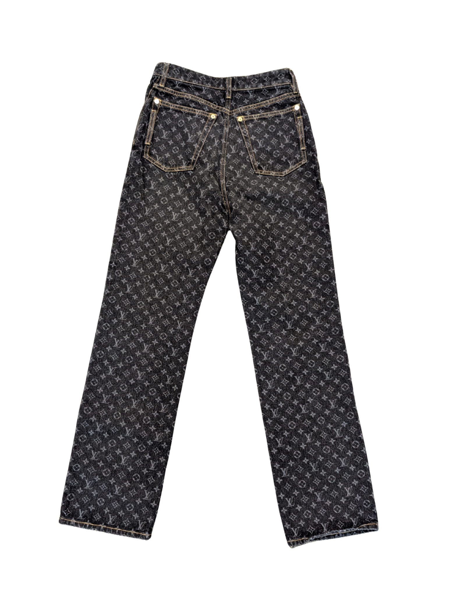 NWT Louis Vuitton Denim Monogram Dark Wash Straight Jeans Size 34