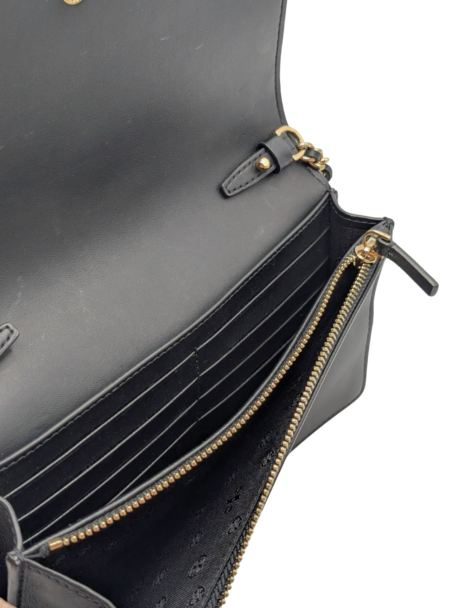 Tory Burch Savannah Black Quilted Chain Wallet Crossbody