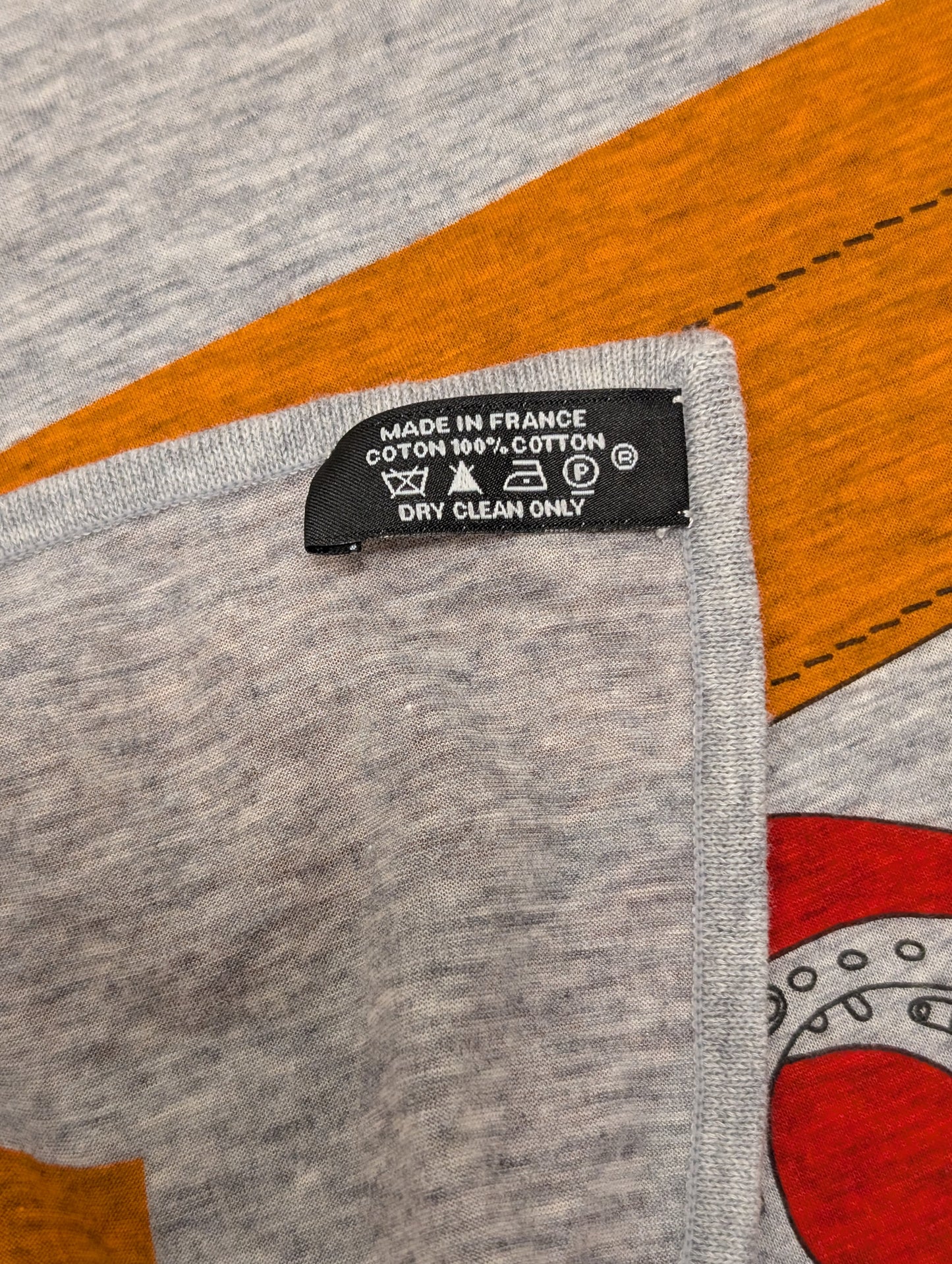 Hermès Monsieur et Madame Gray Orange Jersey Cotton Scarf