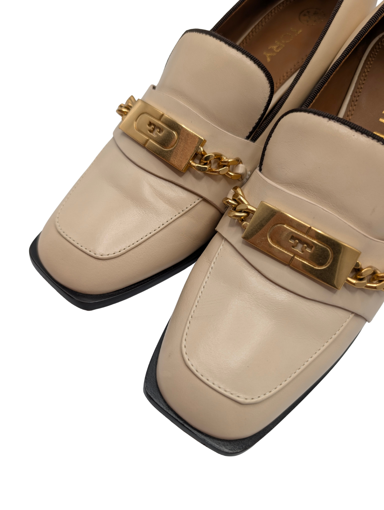 Tory Burch Ruby Chain Dulce de Leche Loafer Pumps Size 8