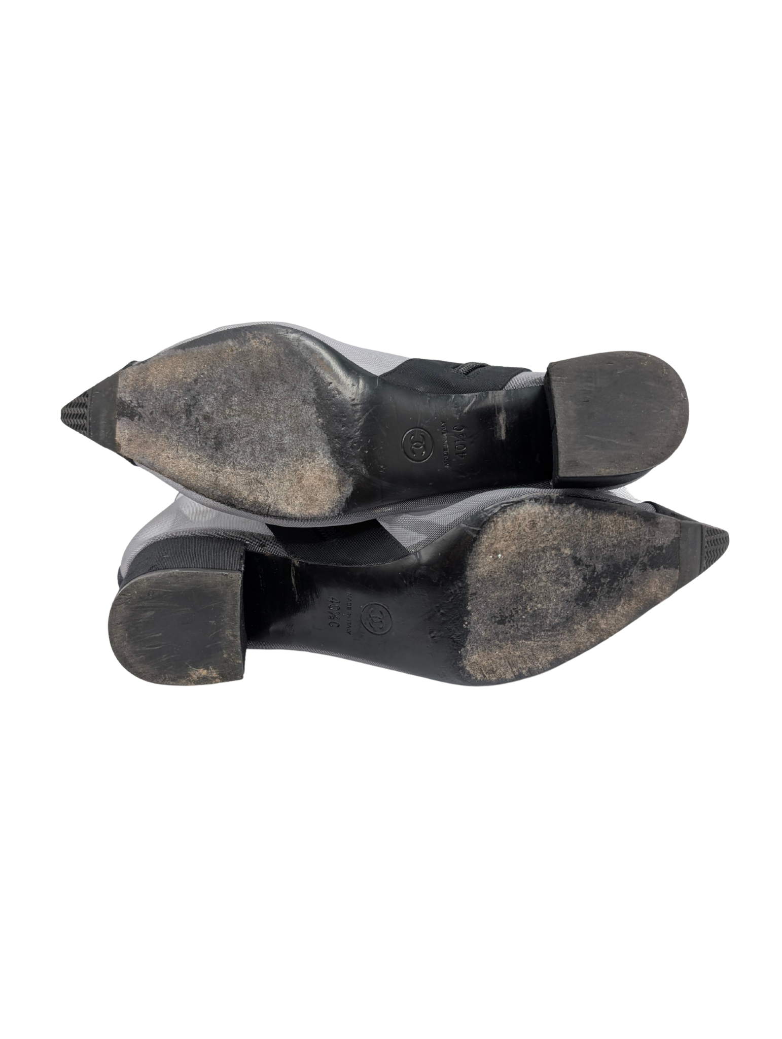 Chanel Mesh Grosgain Camellia Ankle Booties Size 40.5C