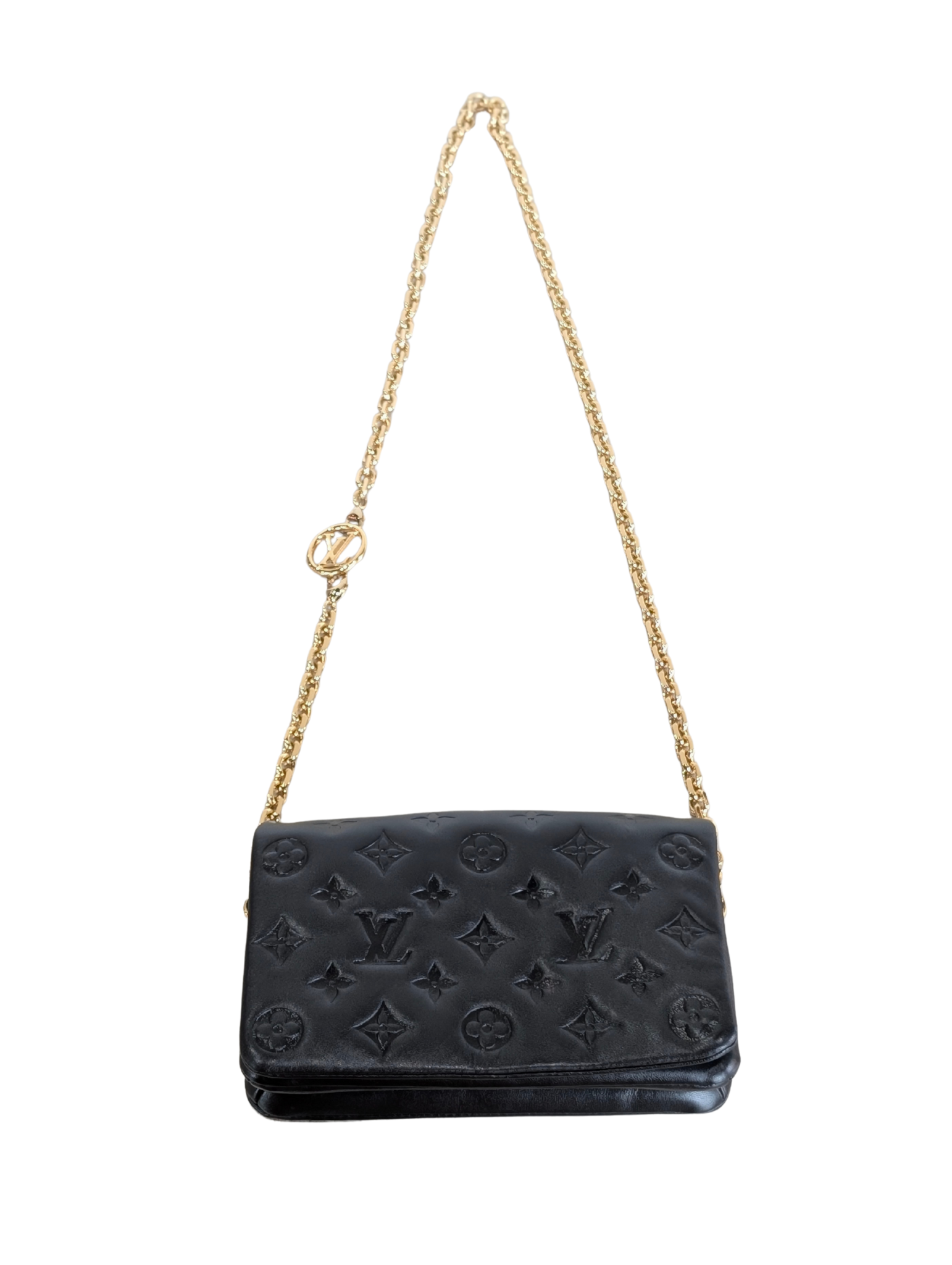Louis Vuitton Black Lambskin Leather Pochette Coussin Crossbody
