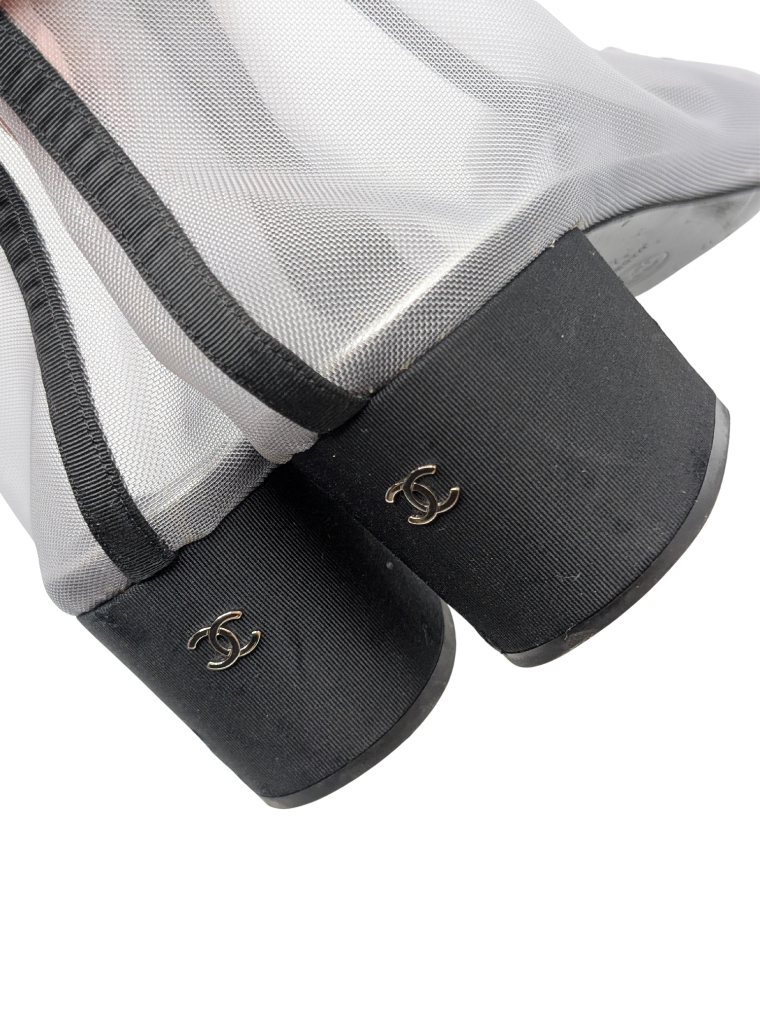 Chanel Mesh Grosgain Camellia Ankle Booties Size 40.5C