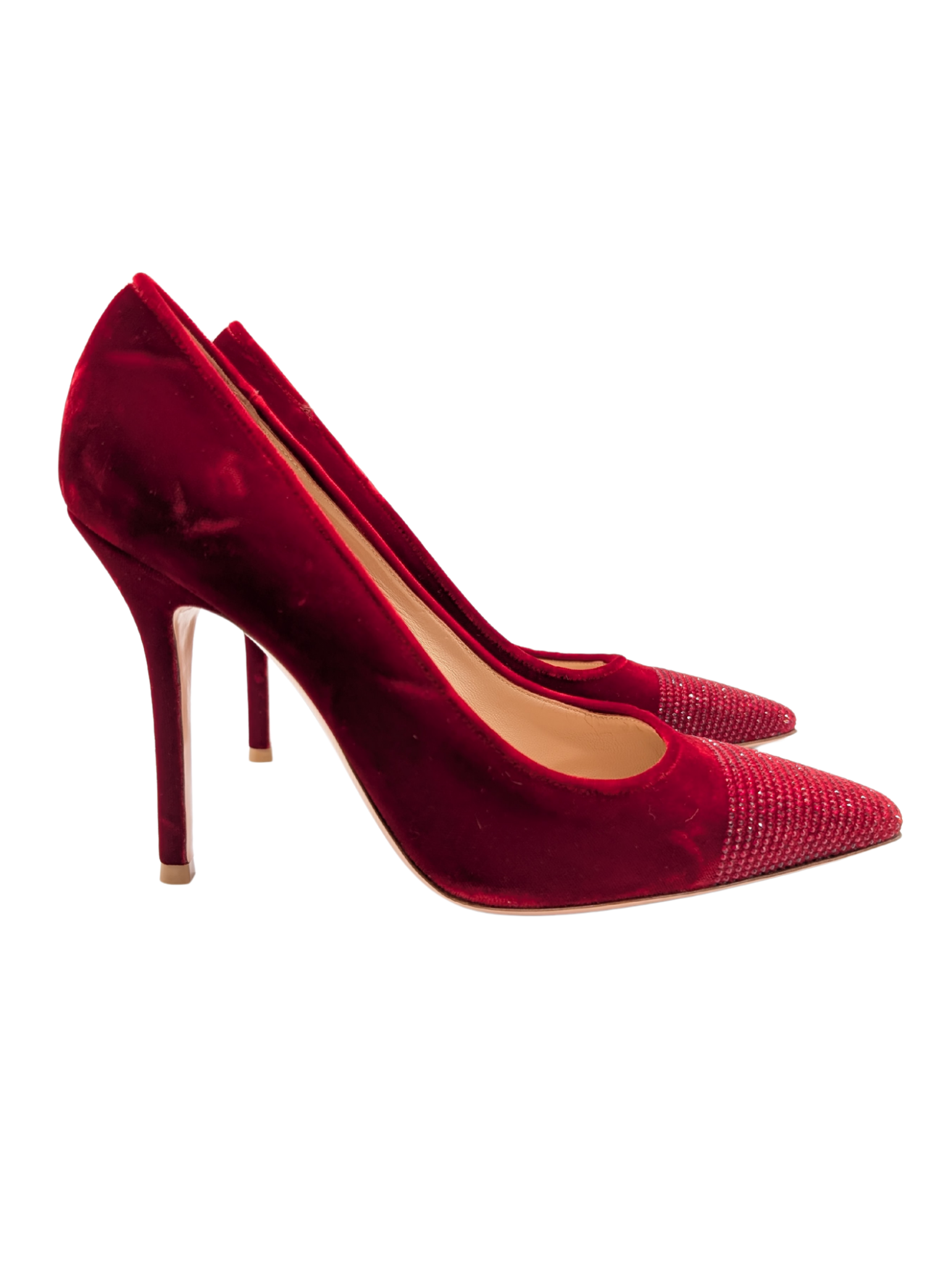 Gianvito Rossi Red Suede Crystal Pumps Size 39.5