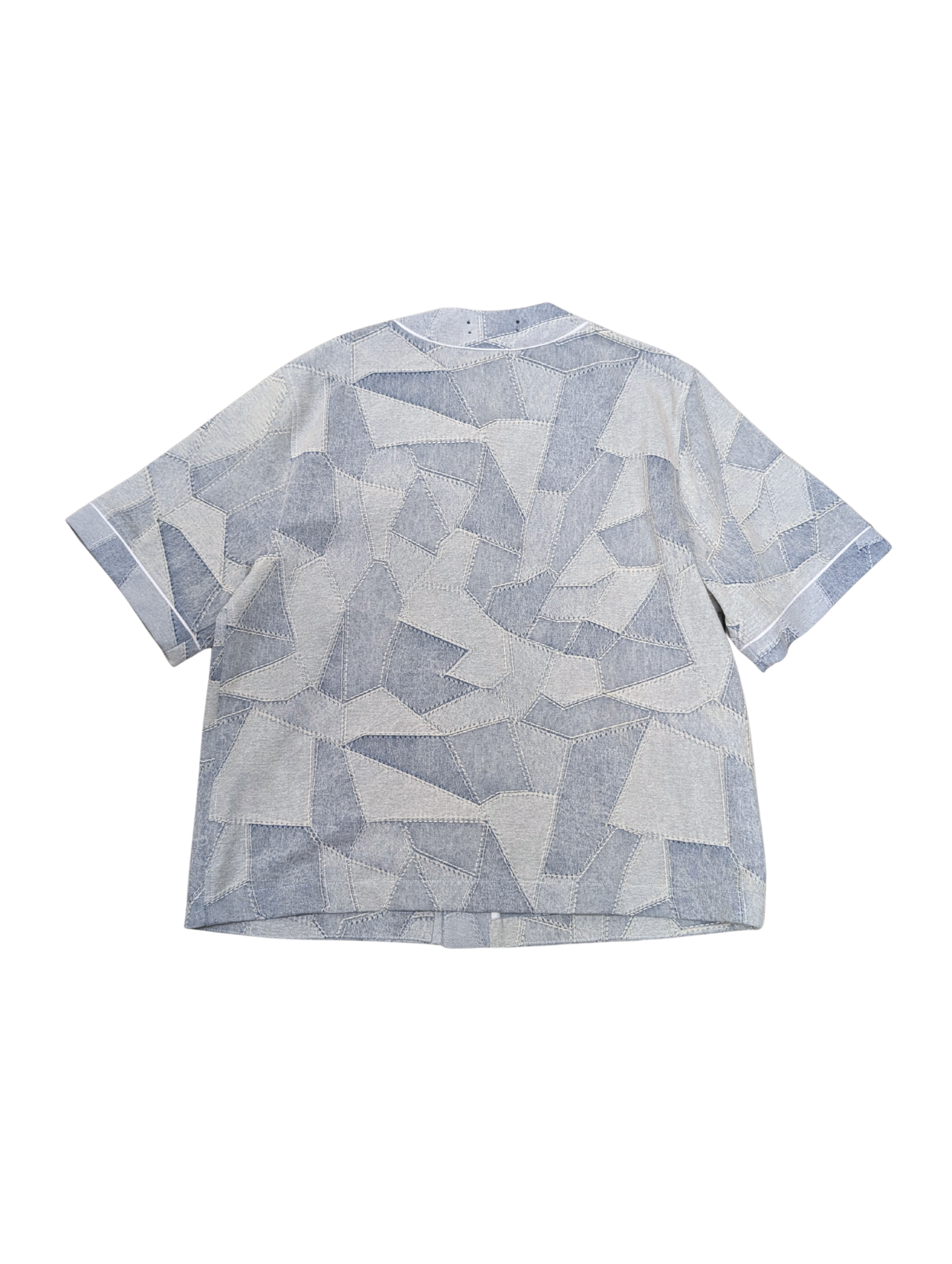 NWT Amiri Blue Patchwork Baseball Shirt Size XL