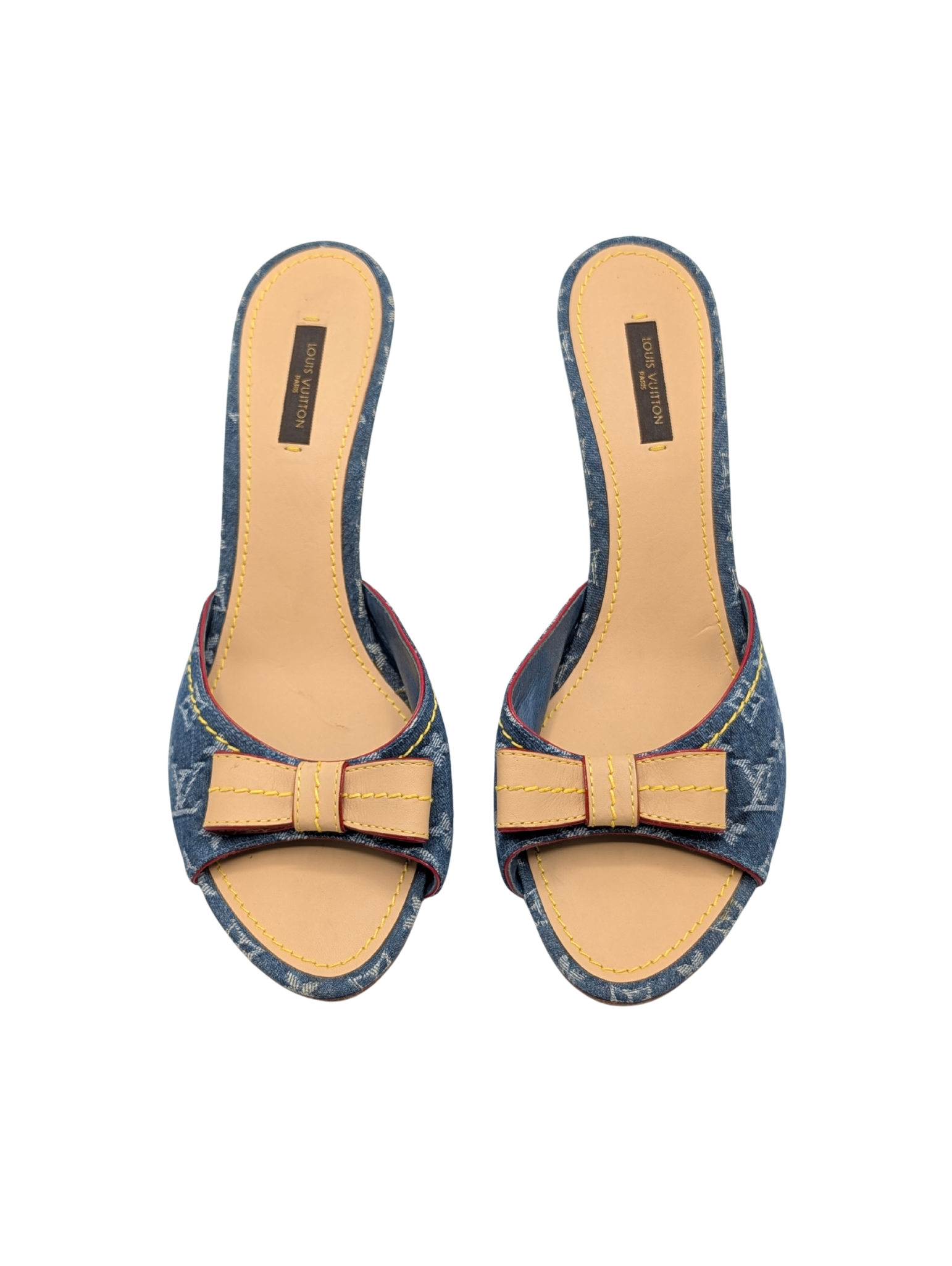Louis Vuitton Denim Monogram Bow Mules Size 41