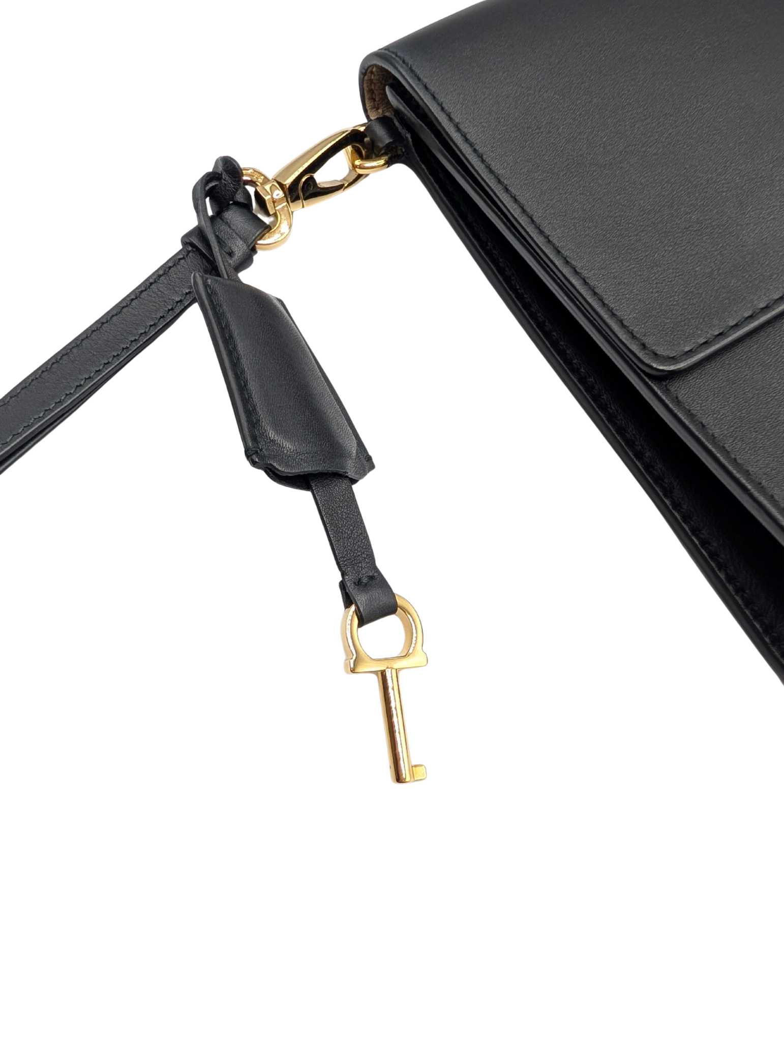 Salvatore Ferragamo Black Leather Gancini Afef Large Clutch Wristlet Bag