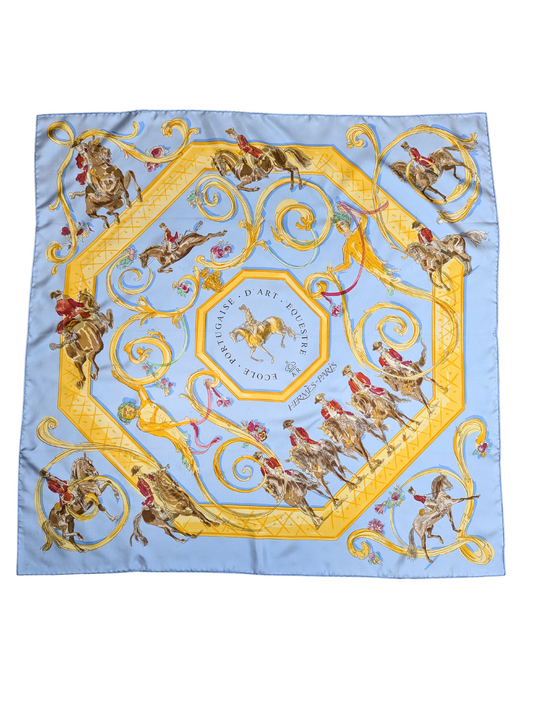 Hermès Ecole Portugaise D'Art Equestre Silk Scarf 90cm