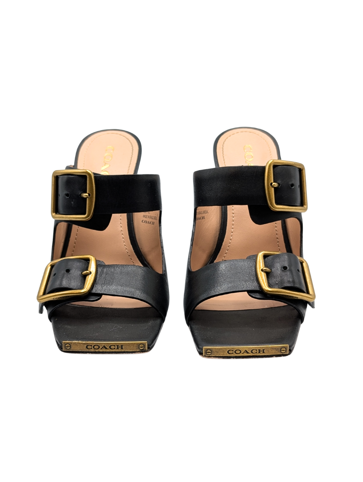 Coach Black Leather Kyle Sandal Heels Size 8.5 CD163