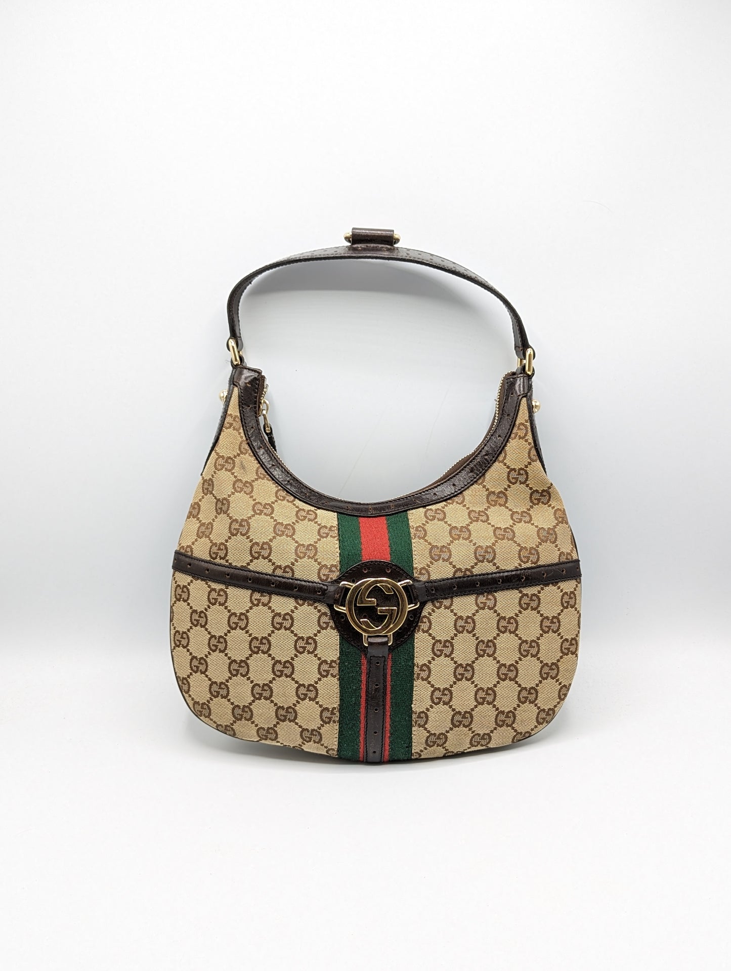 Gucci Monogram Web Reins Small Hobo