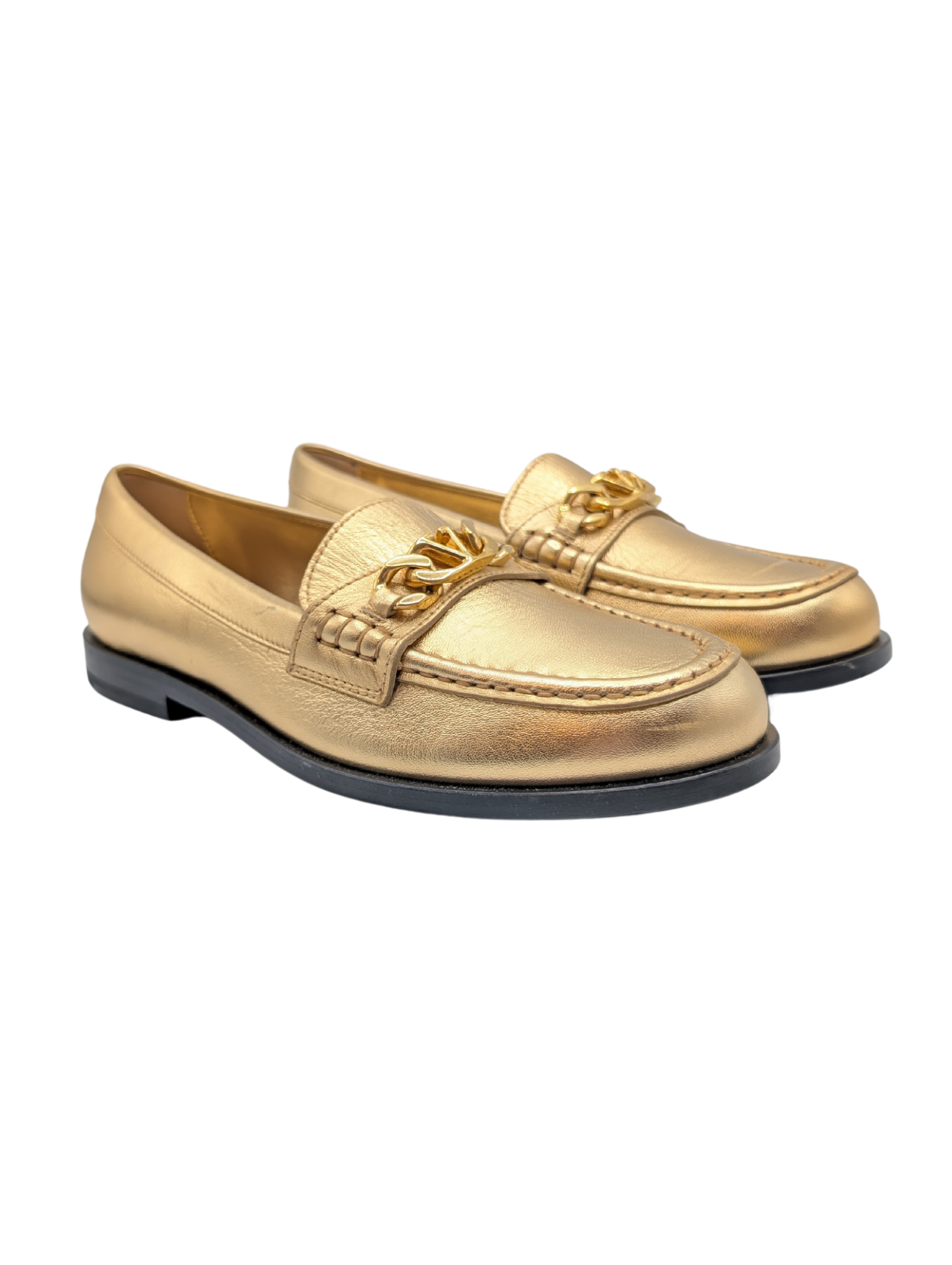 Valentino Garavani Gold VLogo Loafers Size 37.5