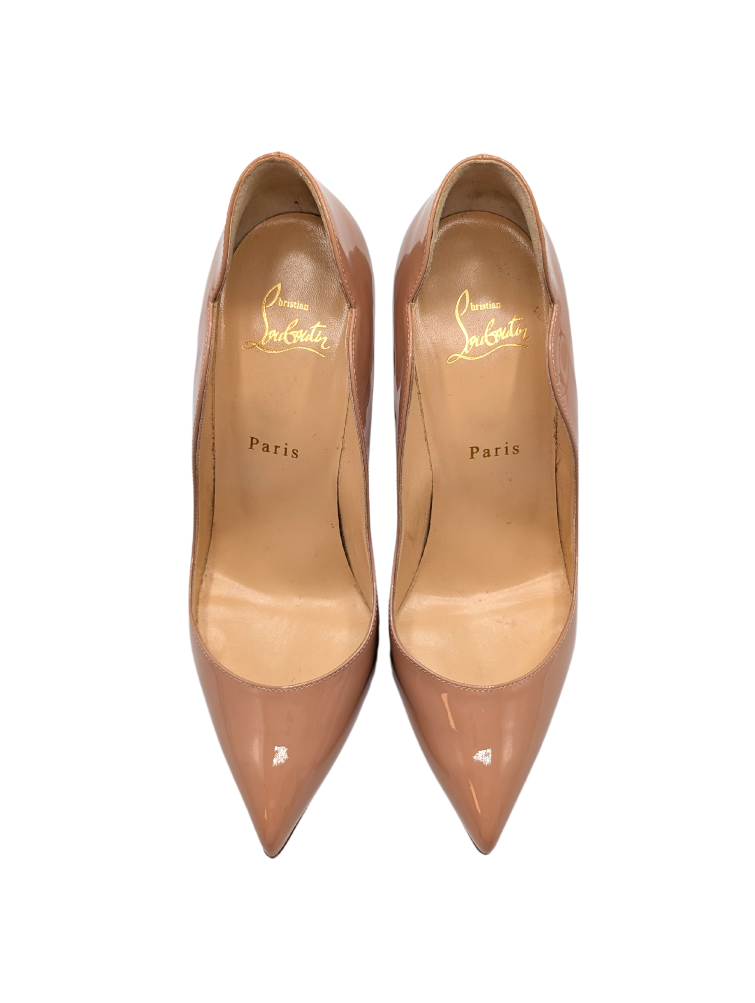 Christian Louboutin Patent Beige Nude Hot Chick 100 Size 38