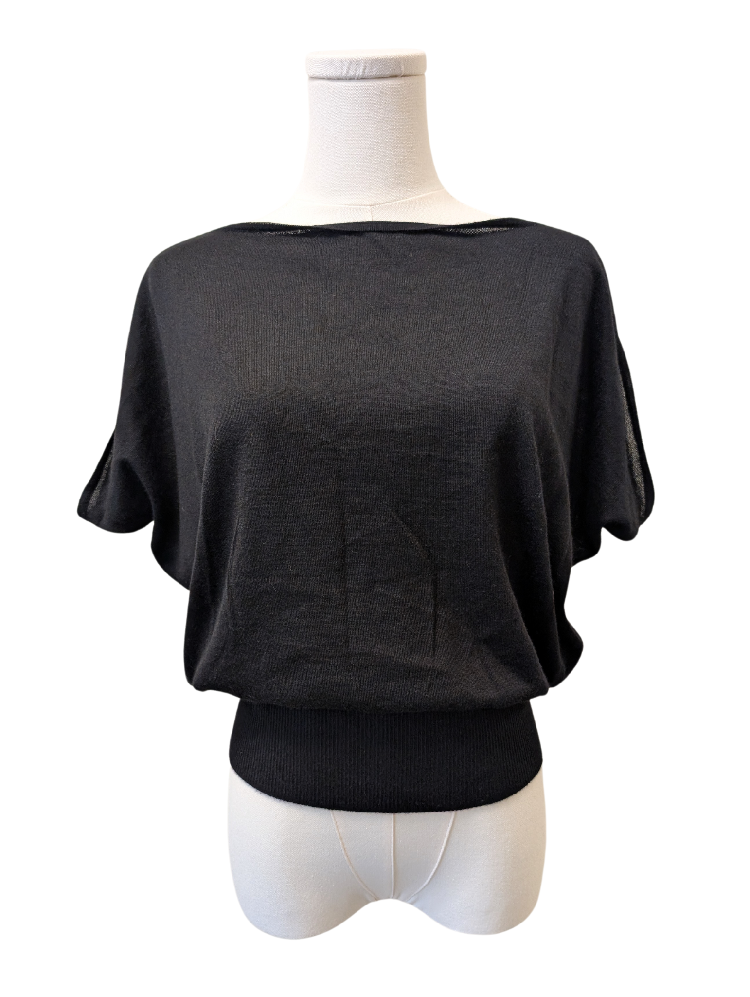 Hermès Cashmere Silk Black Boat Neck Top Size 40