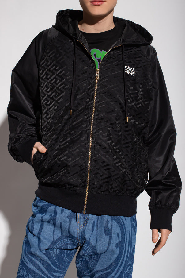 Versace Black Windbreak Bomber Leather Jacket Size Large