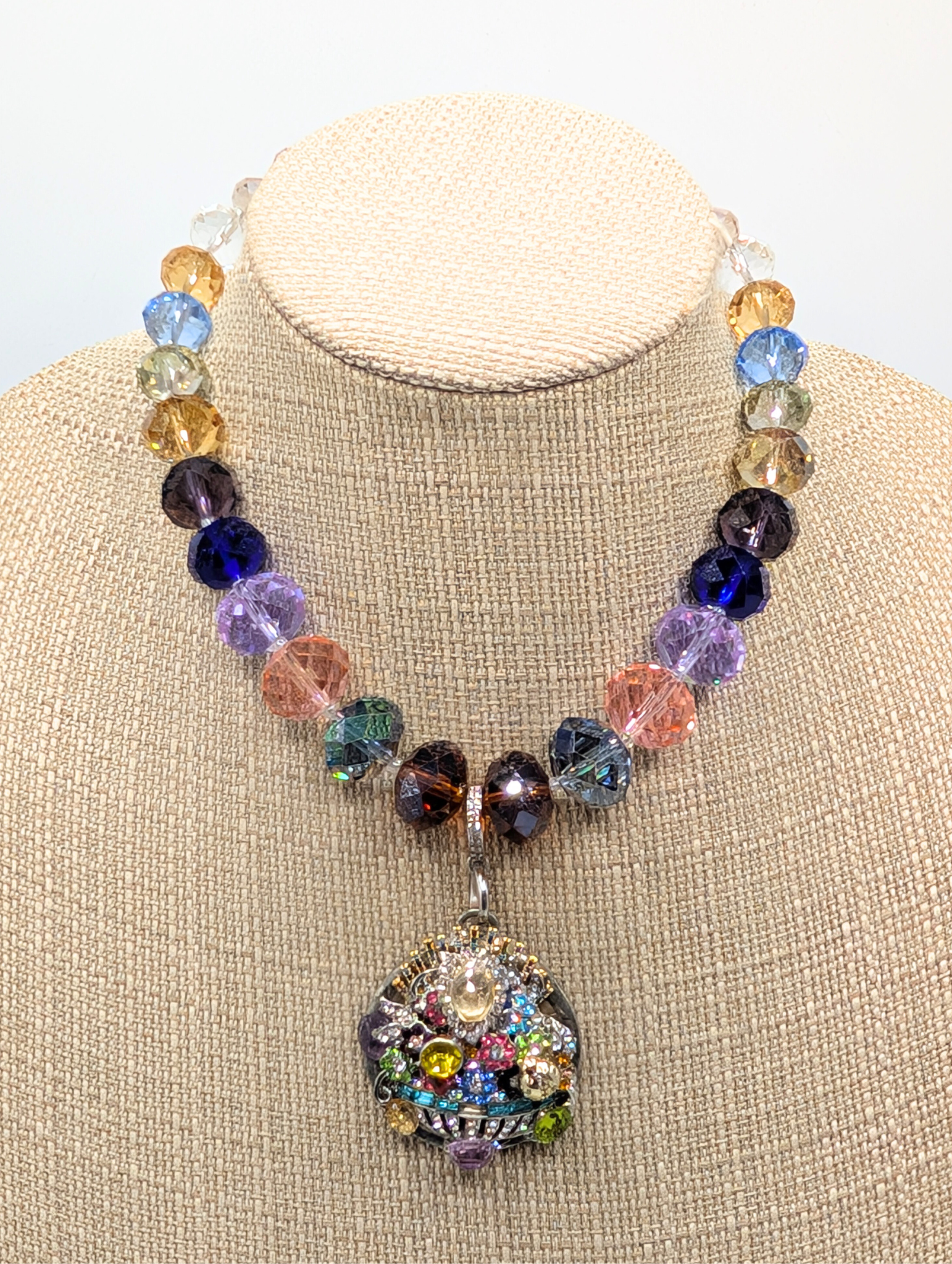 RockStar in Rome Multicolor Chandelier Floral Brooch Necklace