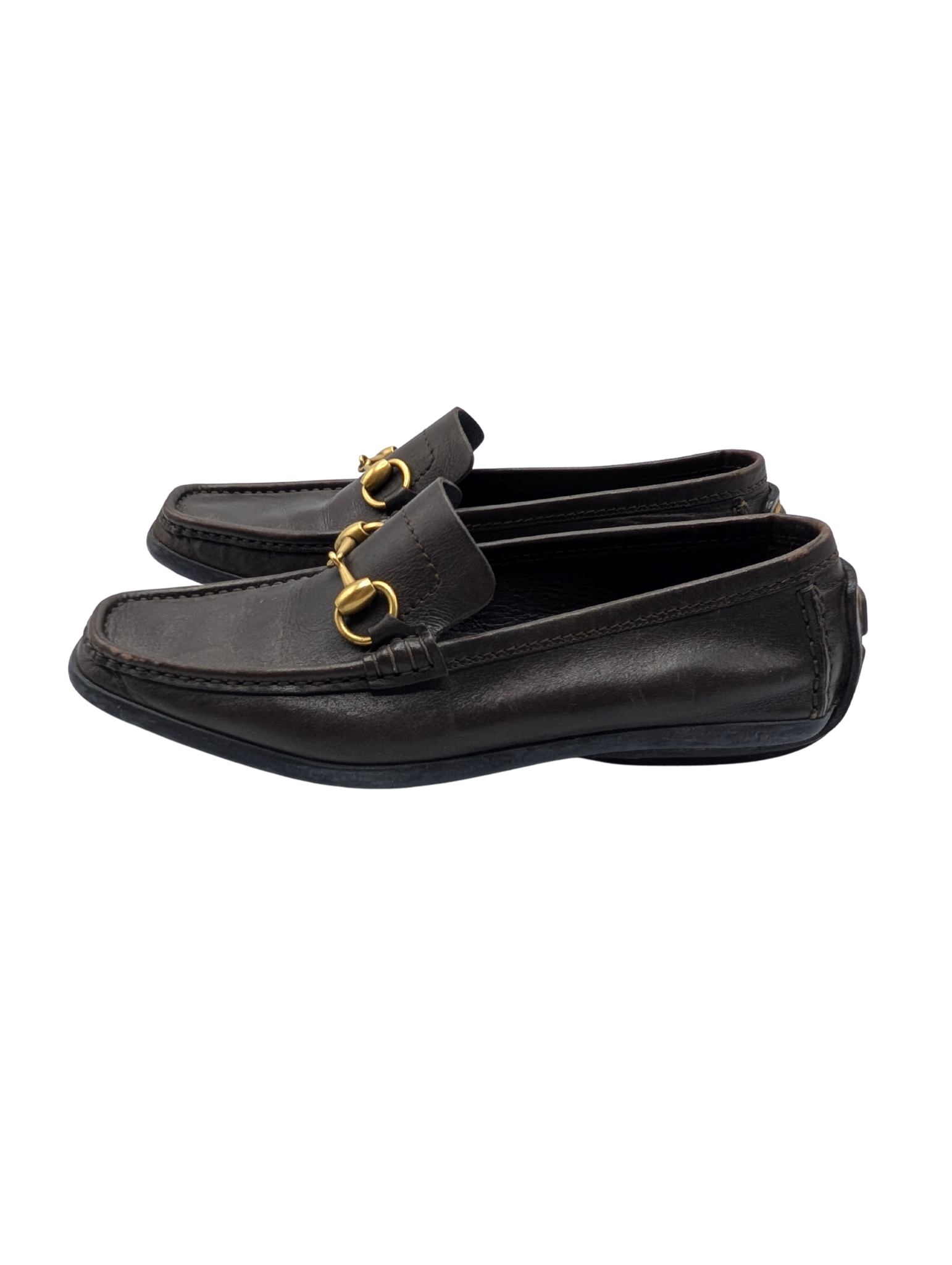 Gucci Brown Leather Horsebit Driving Loafers Size 6.5