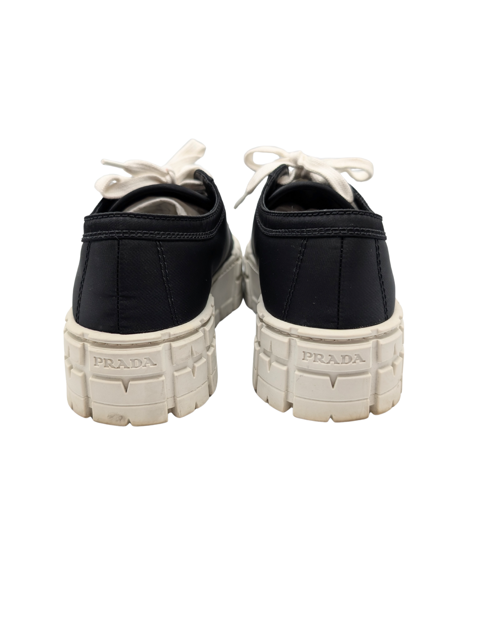 Prada Black Nylon Gabardine Double Wheel Sneakers Size 38