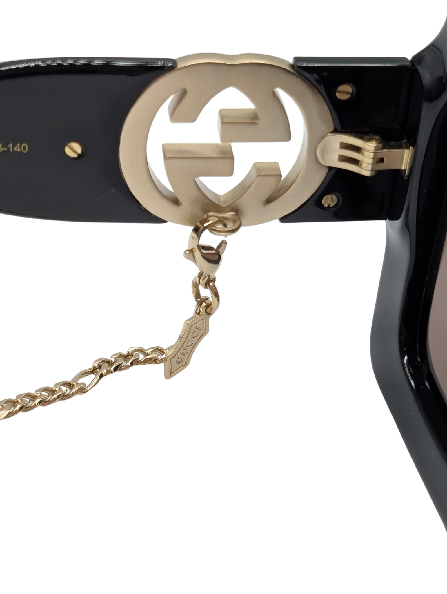 Gucci Brown Interlocking GG Square Frame Chain Sunglasses GG1022S