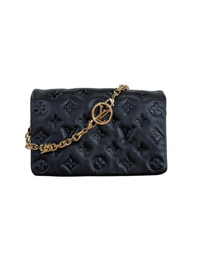 Louis Vuitton Black Lambskin Leather Pochette Coussin Crossbody