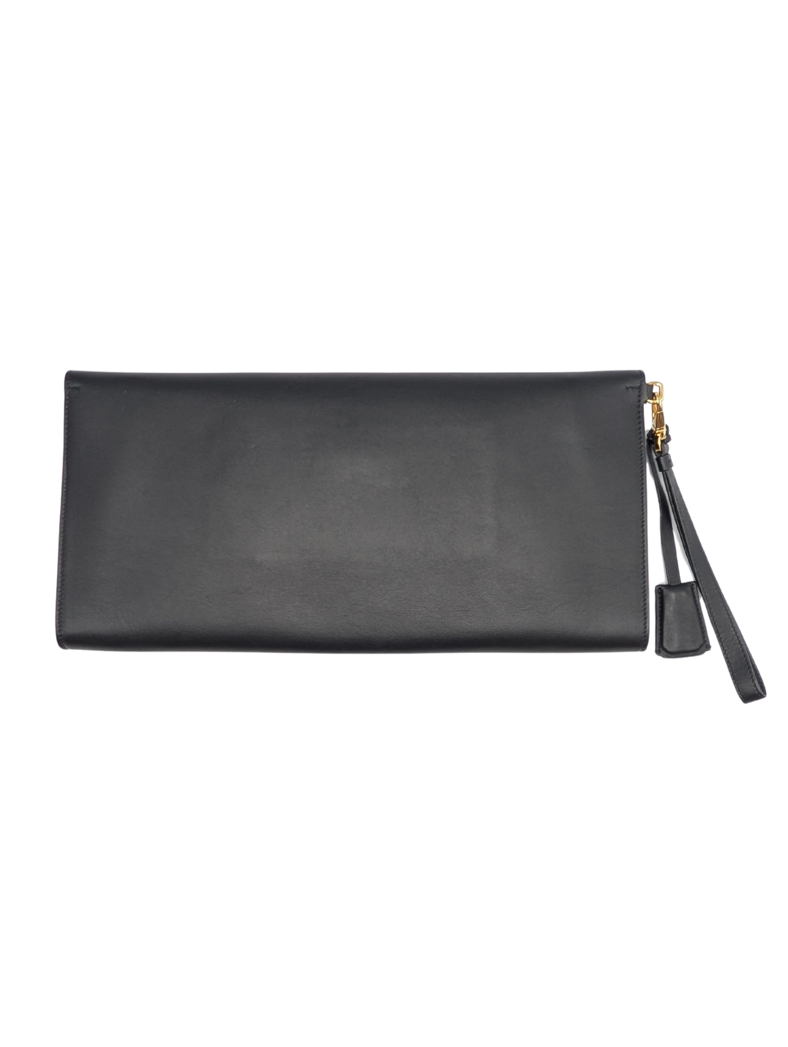 Salvatore Ferragamo Black Leather Gancini Afef Large Clutch Wristlet Bag