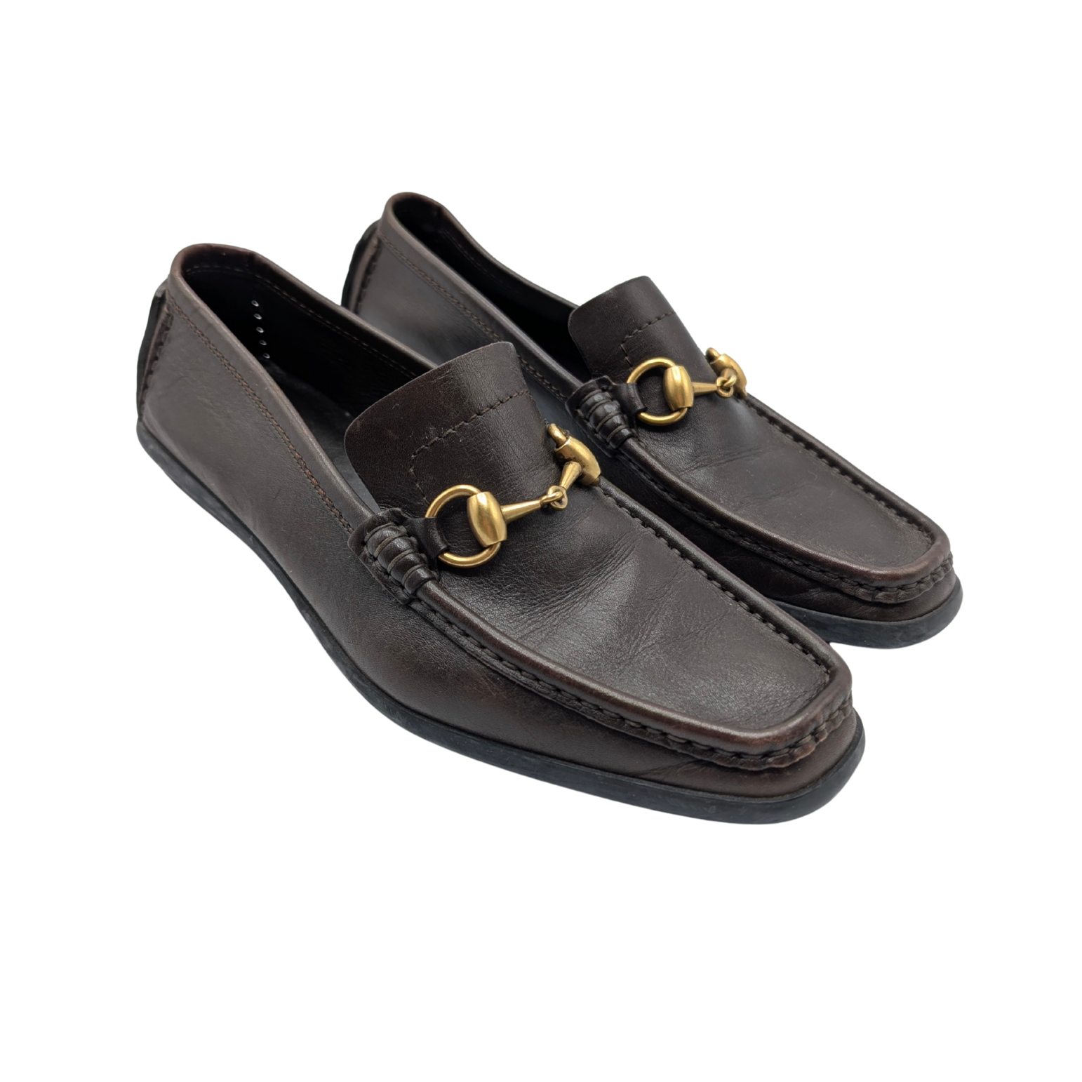 Gucci Brown Leather Horsebit Driving Loafers Size 6.5