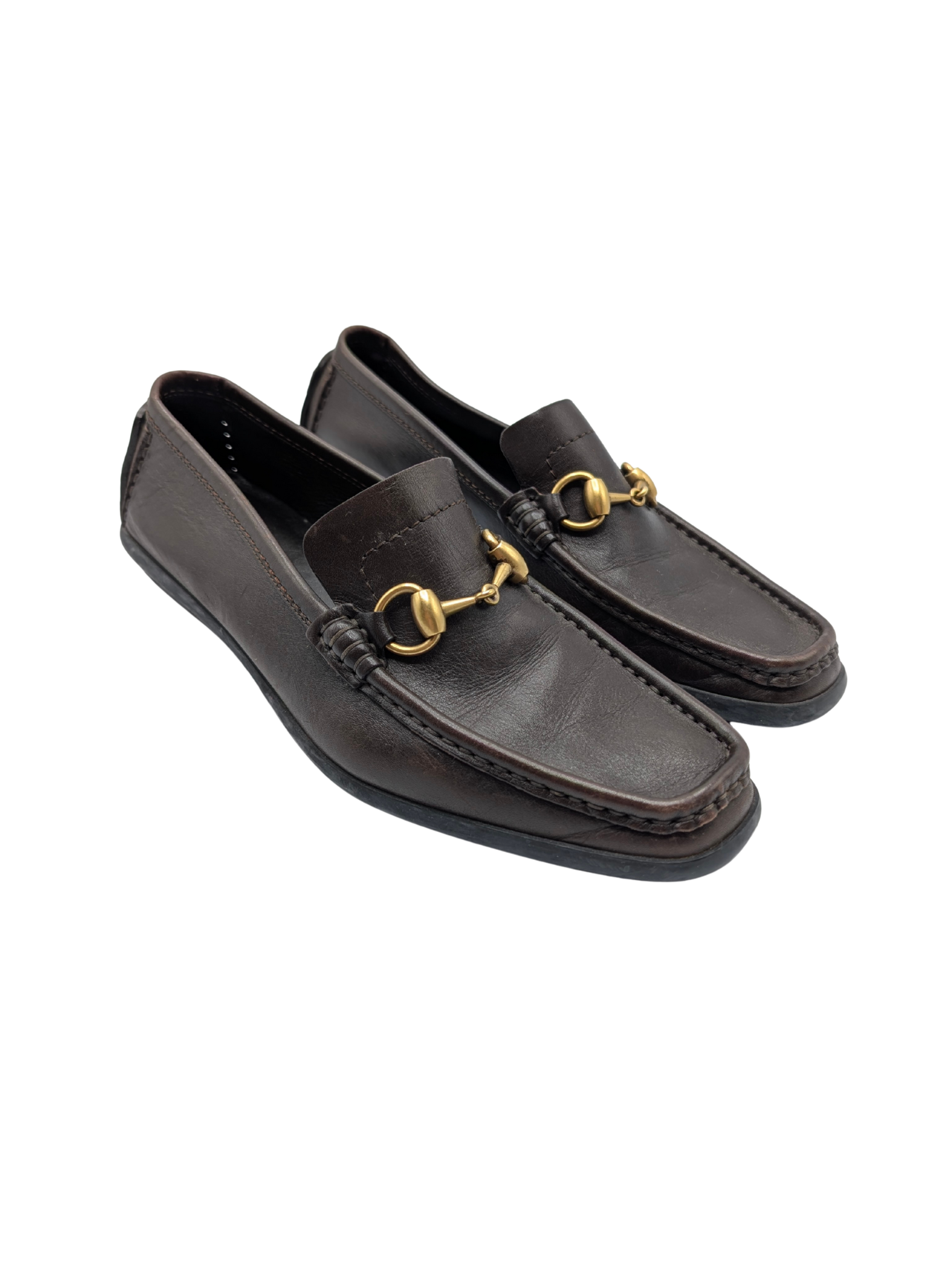 Gucci Brown Leather Horsebit Driving Loafers Size 6.5