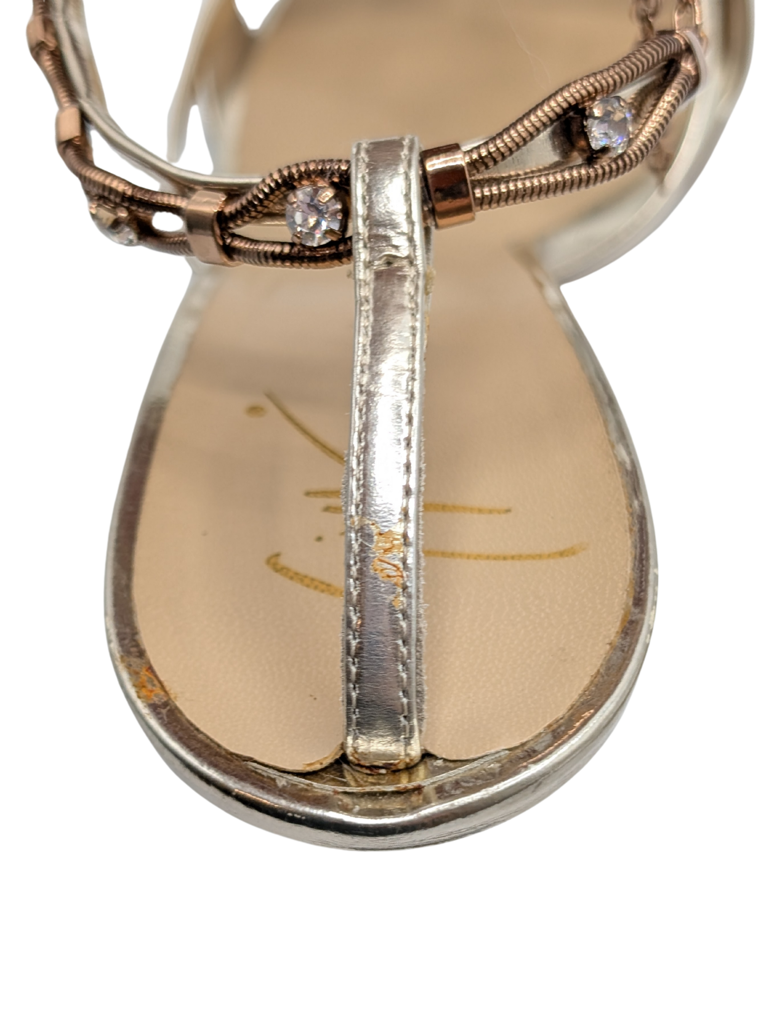 Giuseppe Zanotti Gold Crystal Embellished Rose Gold Chain Heels Size 40