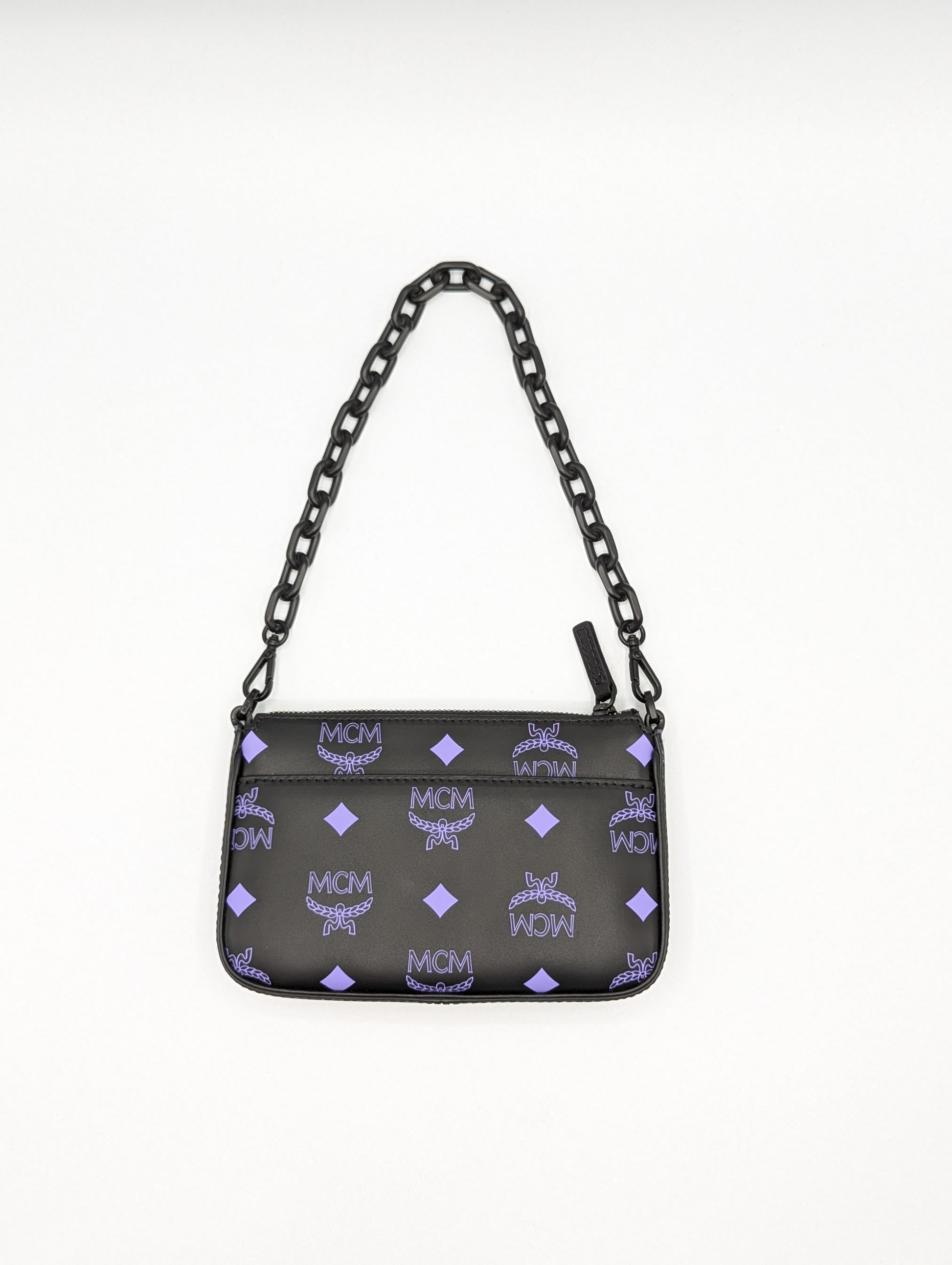 MCM Black Purple Color Splash Pouch On Chain Dahlia Mini Crossbody