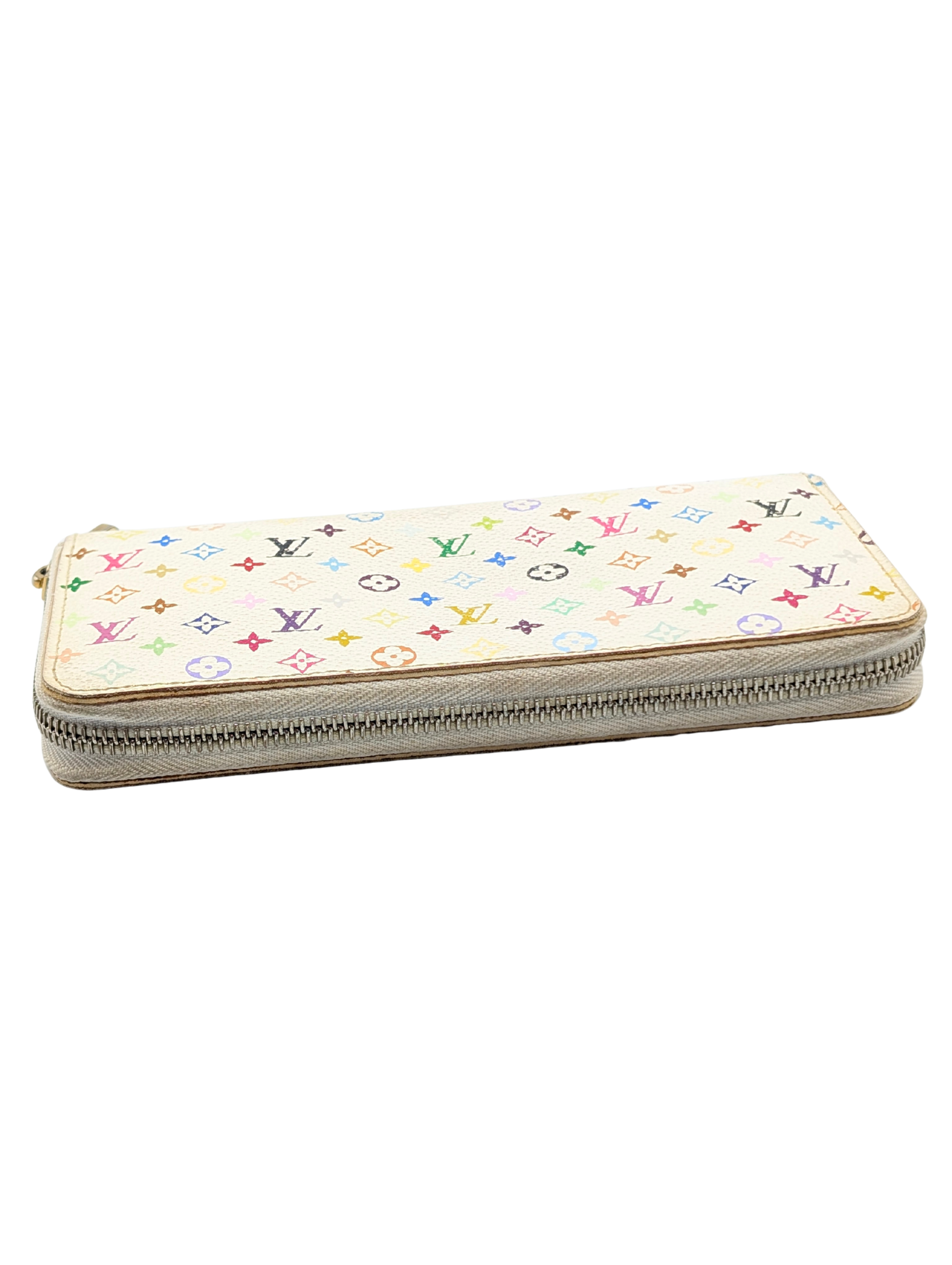 Louis Vuitton White Multicolor Zippy Wallet