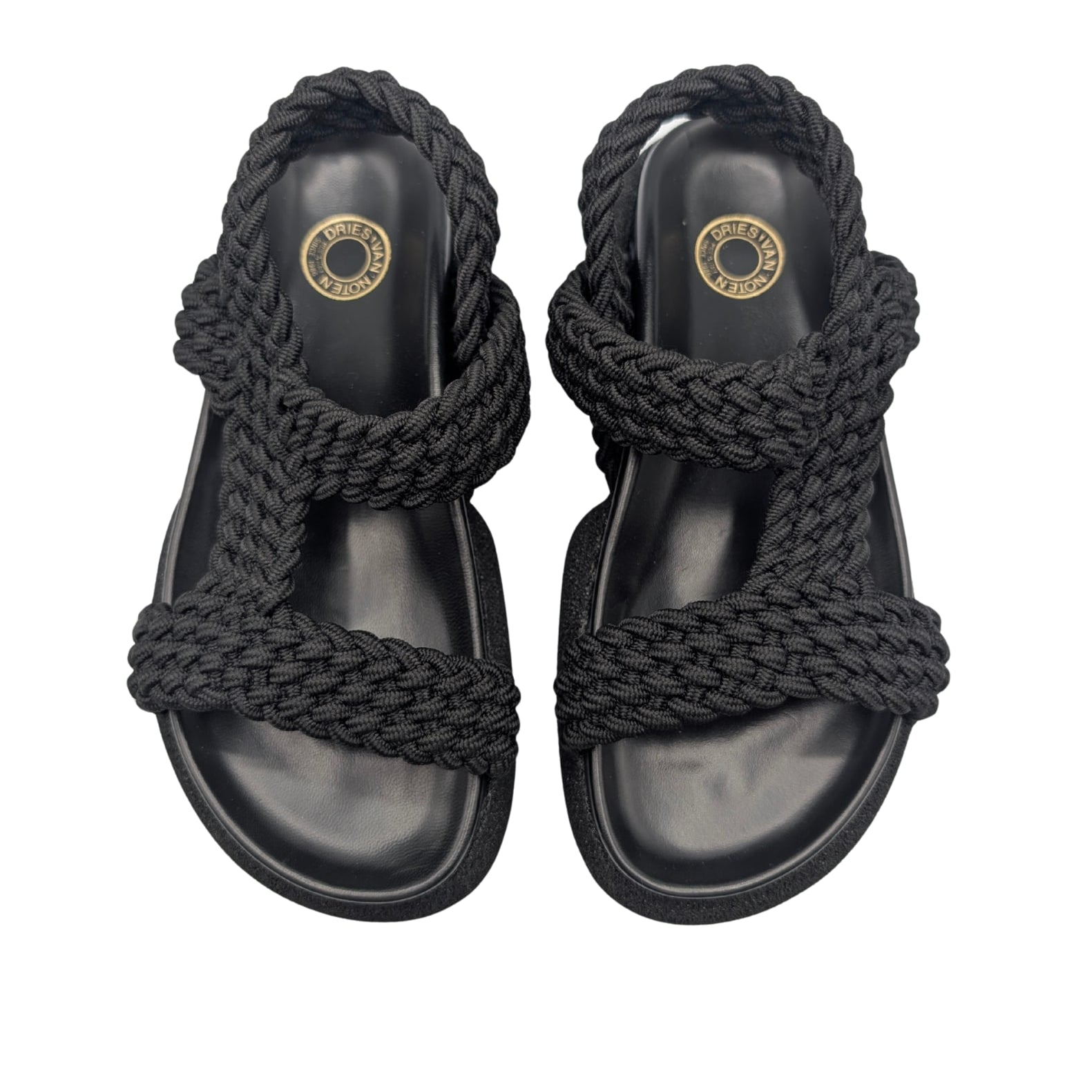 Dries Van Noten Black Braided Platform Sandals Size 37.5