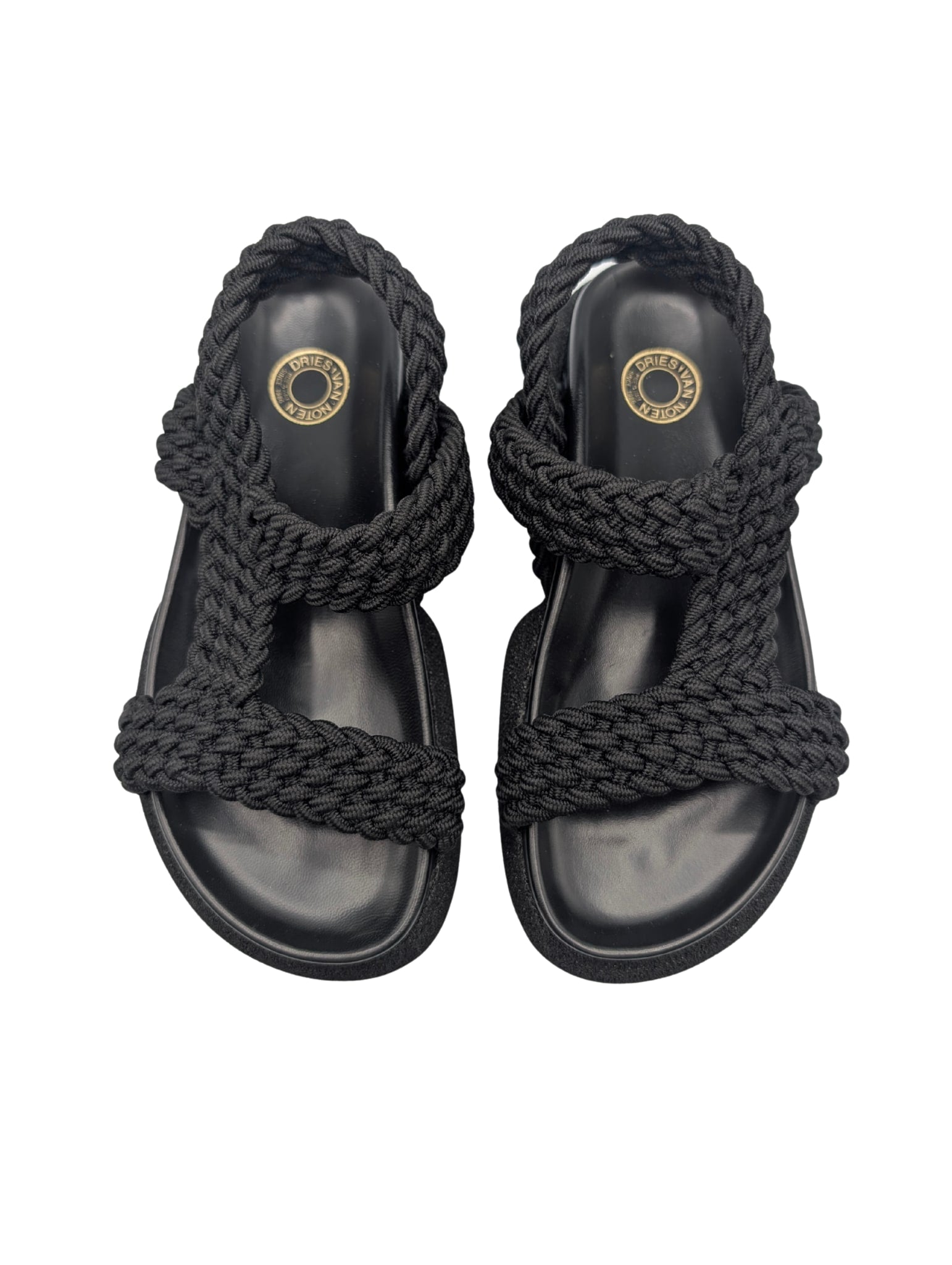Dries Van Noten Black Braided Platform Sandals Size 37.5
