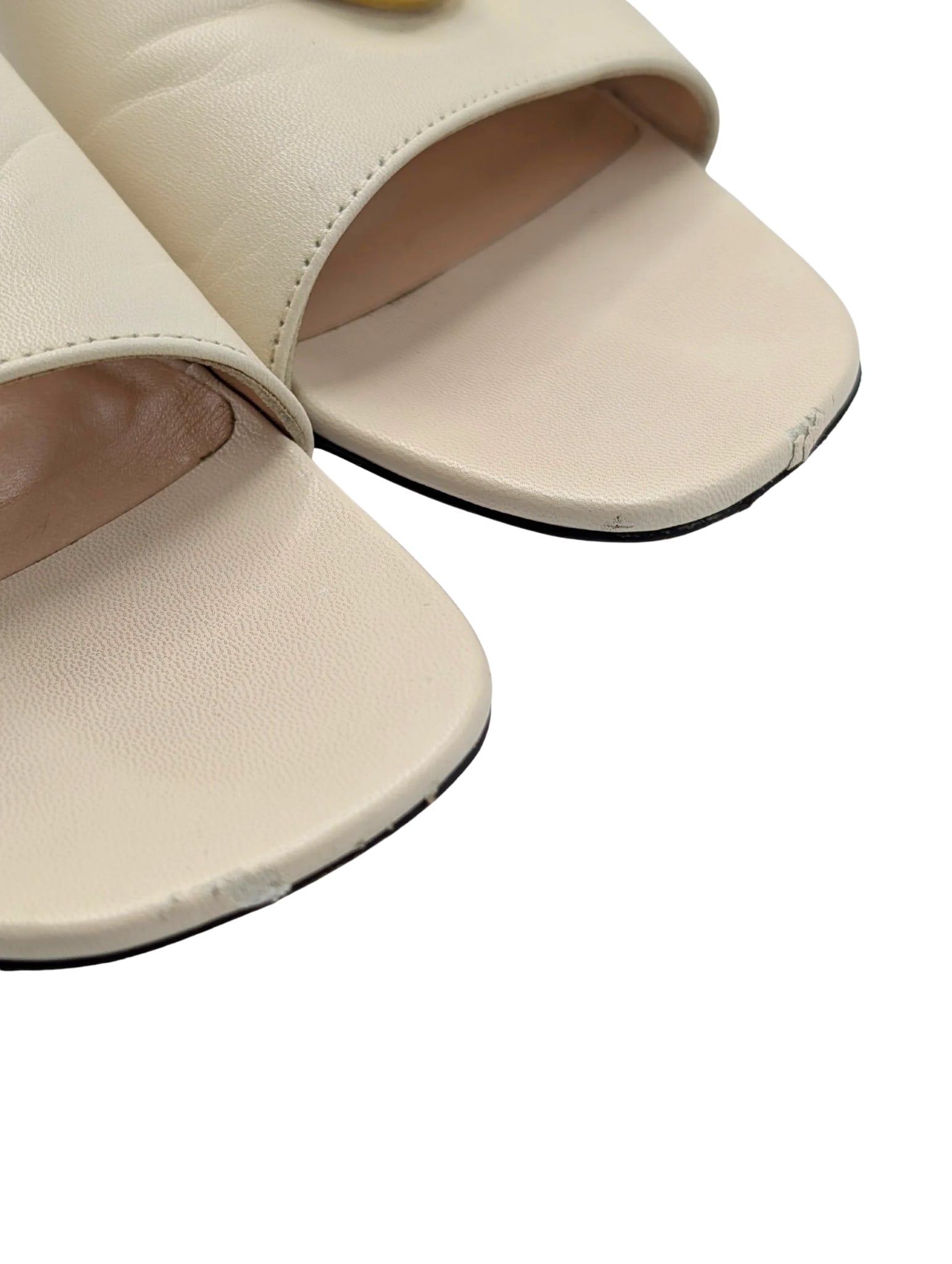 Gucci Cream Leather Blondie GG Mule Heels Size 38.5